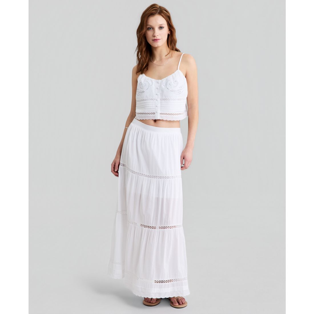 And Now This Women's Cotton Tiered Pull-On Maxi Skirt