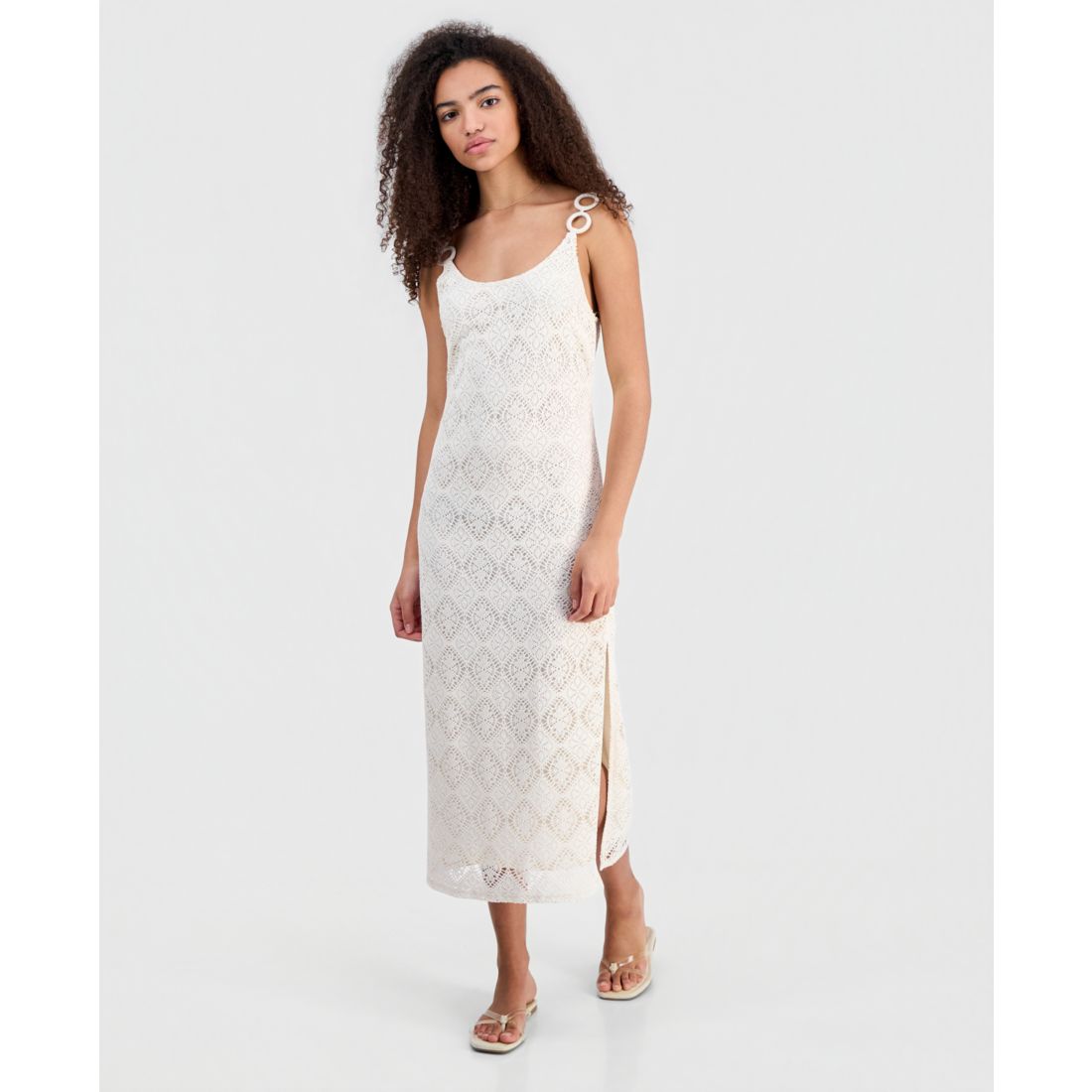 14th Place Juniors' Crocheted Midi Dress
