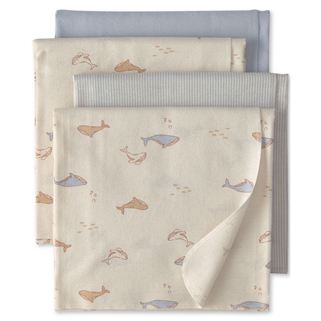 Carter's Baby Boys' Whale Receiving Blankets, 4-Pack