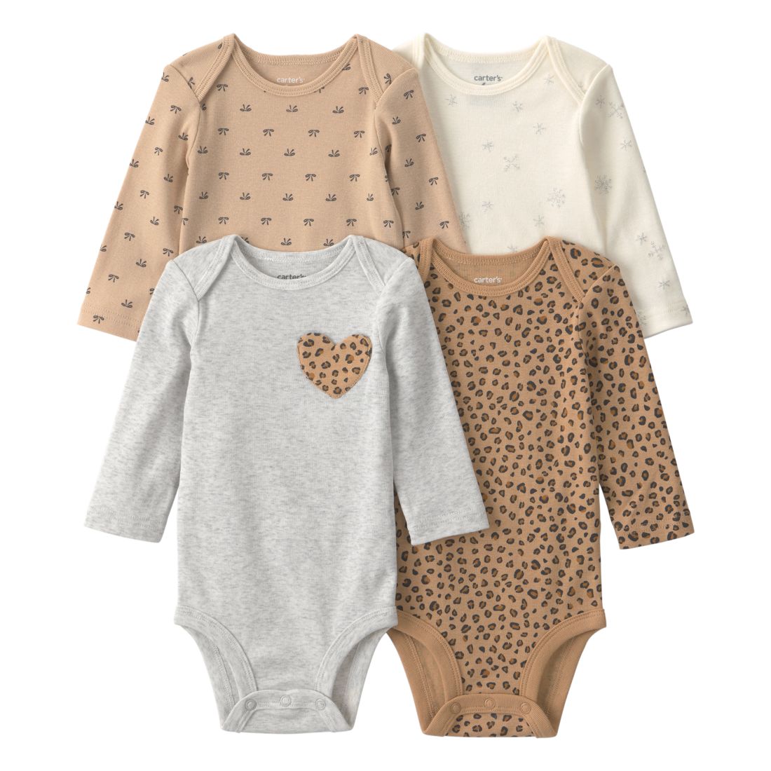Carter's Baby Girls' Leopard Printed Bodysuits, 4-Pack