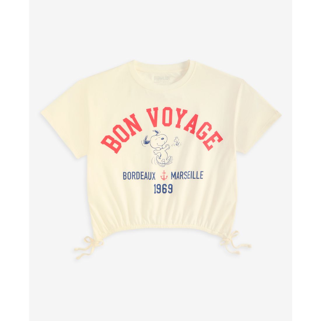 Peanuts Bon Voyage Cinch Hem Tee