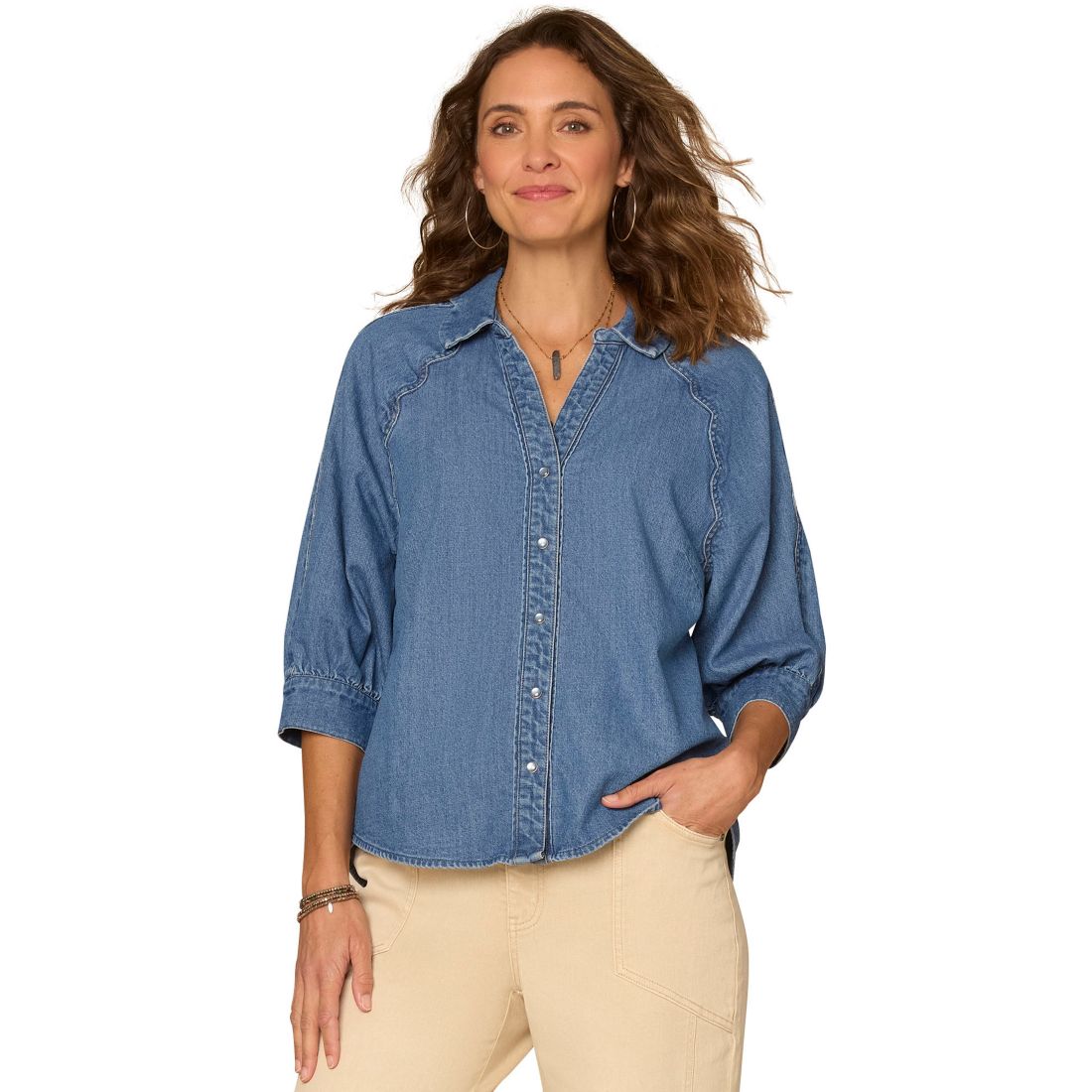 Democracy Petite Collared Button Down Shirt