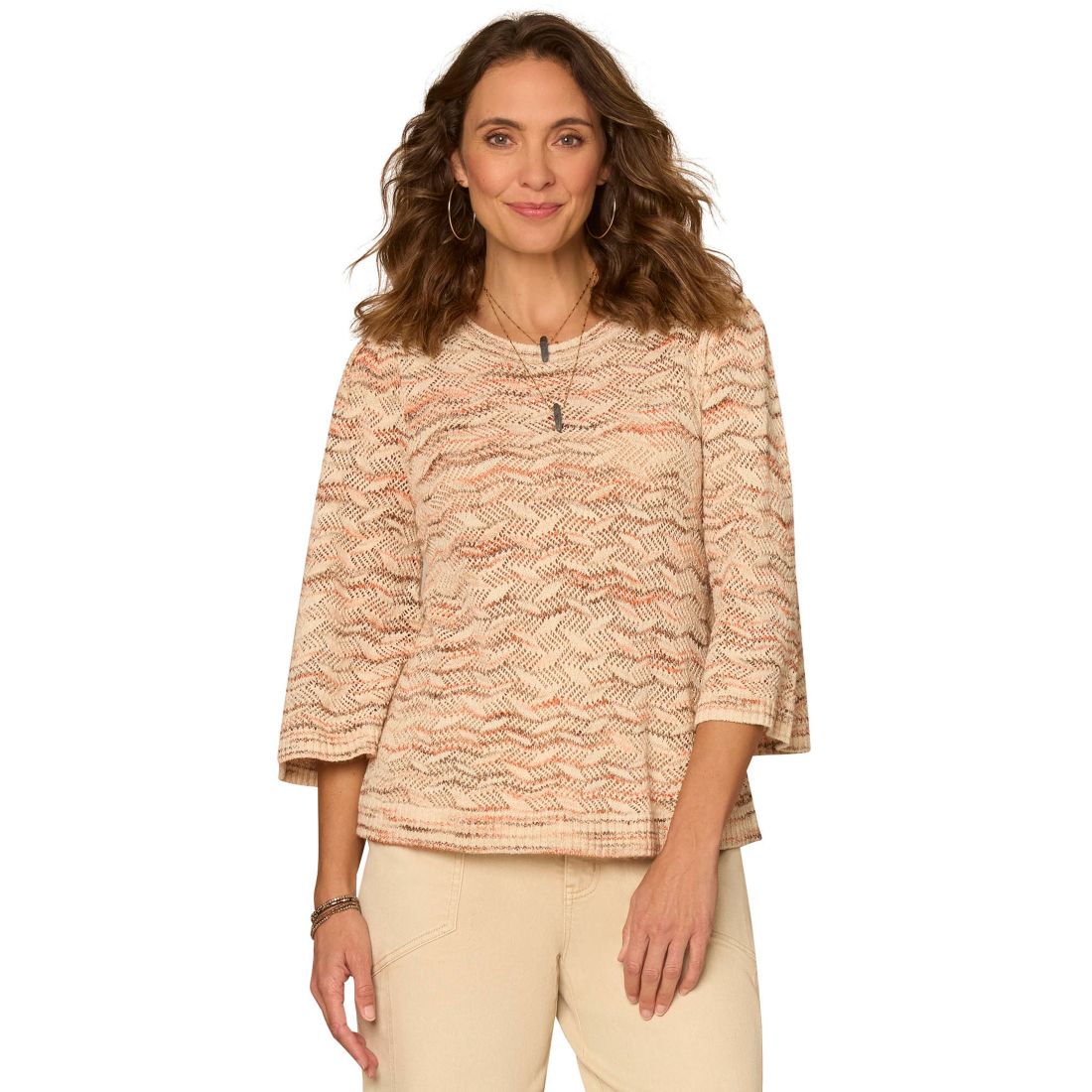 Democracy Petite Round Neck Pull-On Sweater