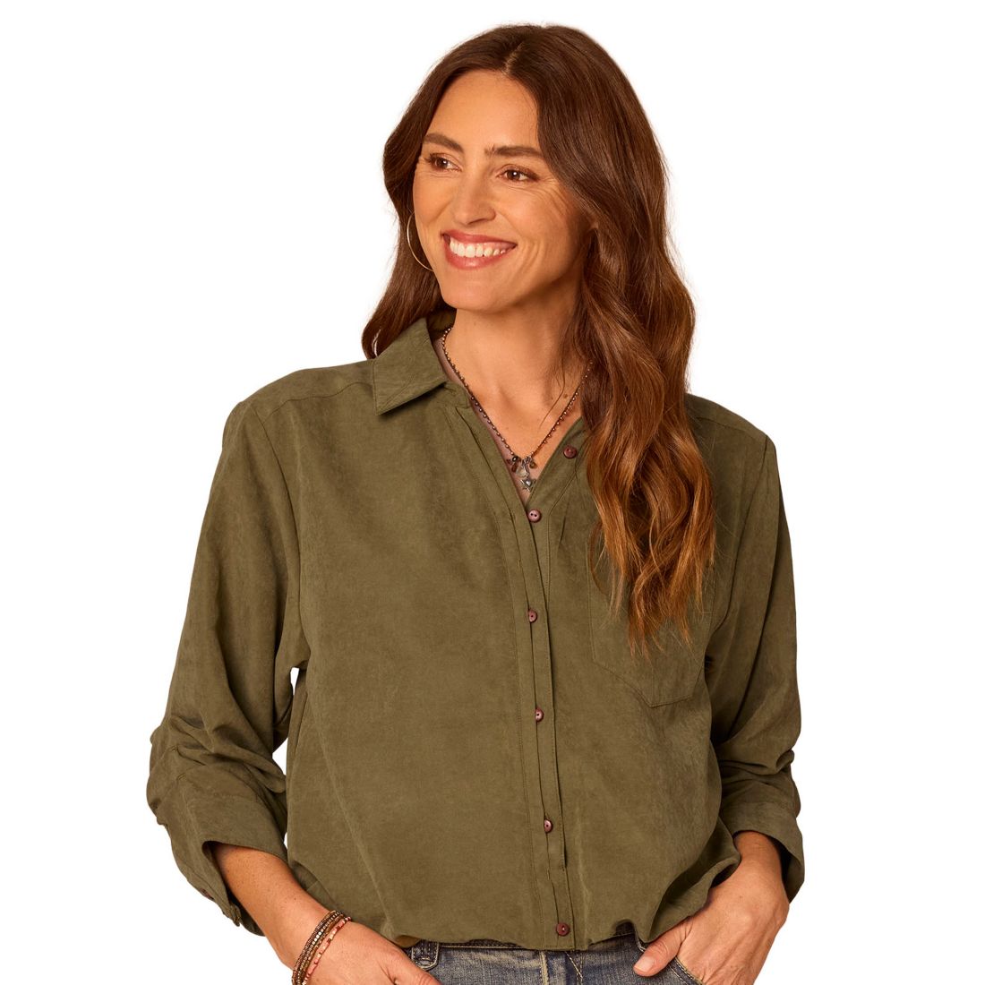 Democracy Women's Spread-Collar Button-Front Top