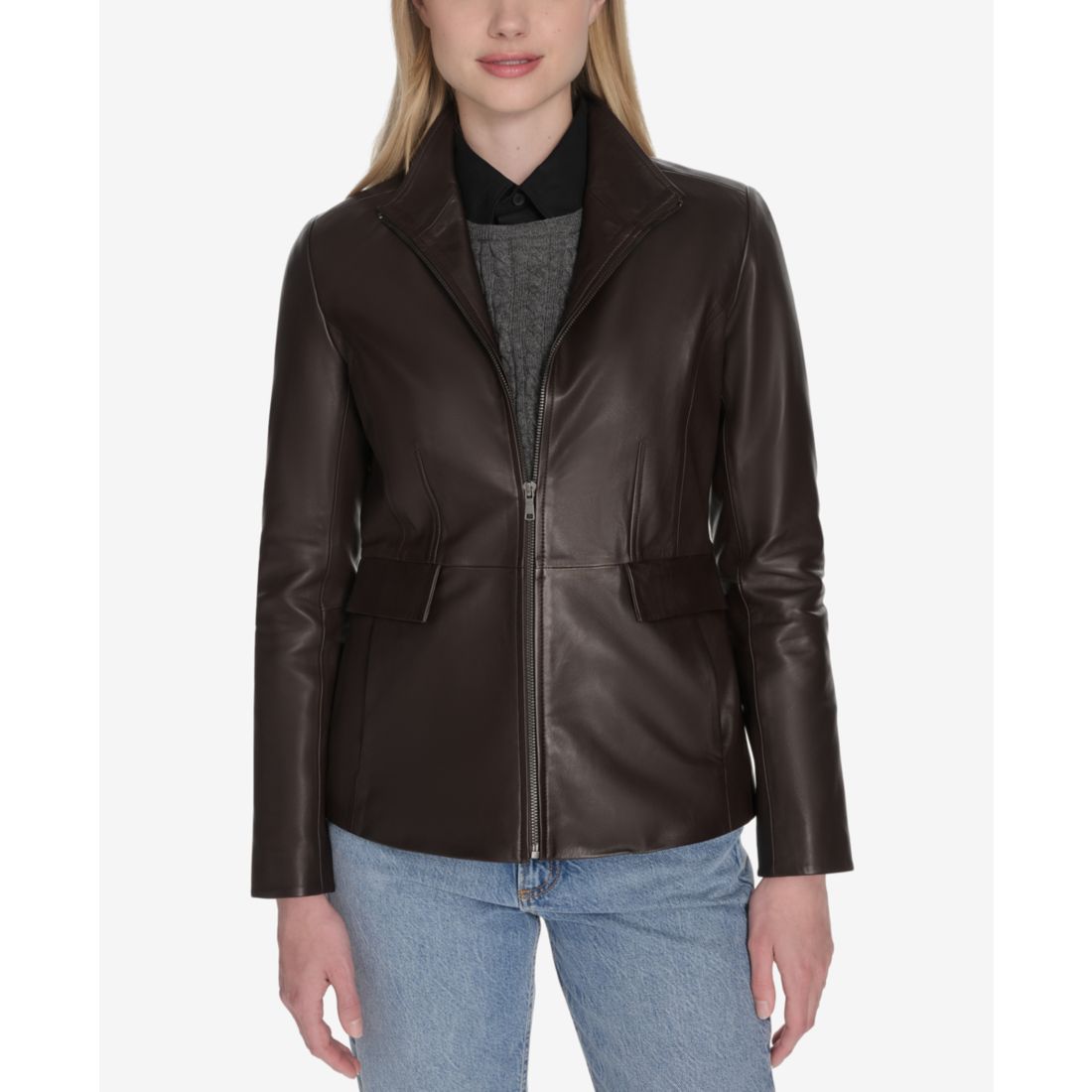 Cole Haan Women's Zip-Front Leather Jacket