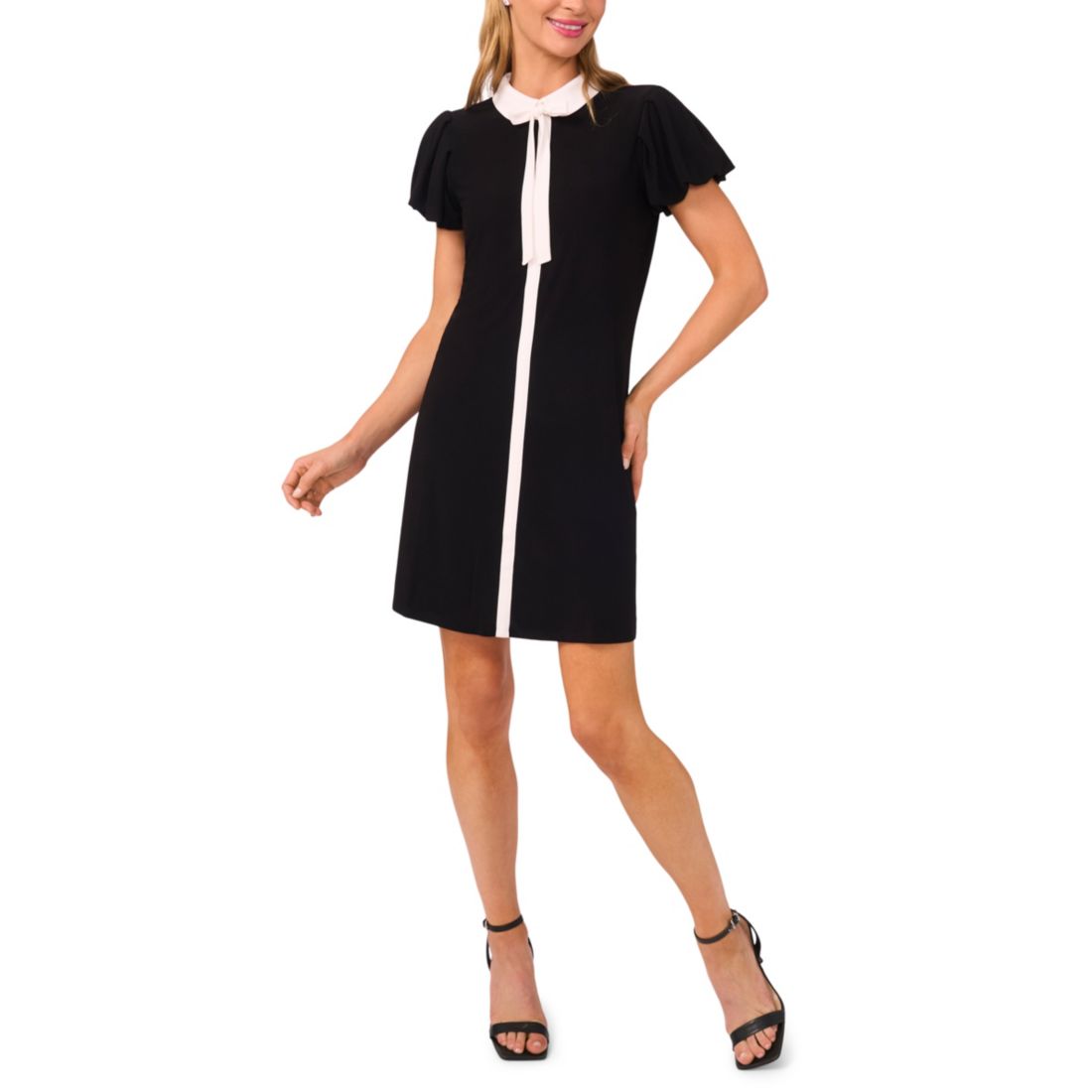 Cece Women's Tie Front Puff Sleeve Dress