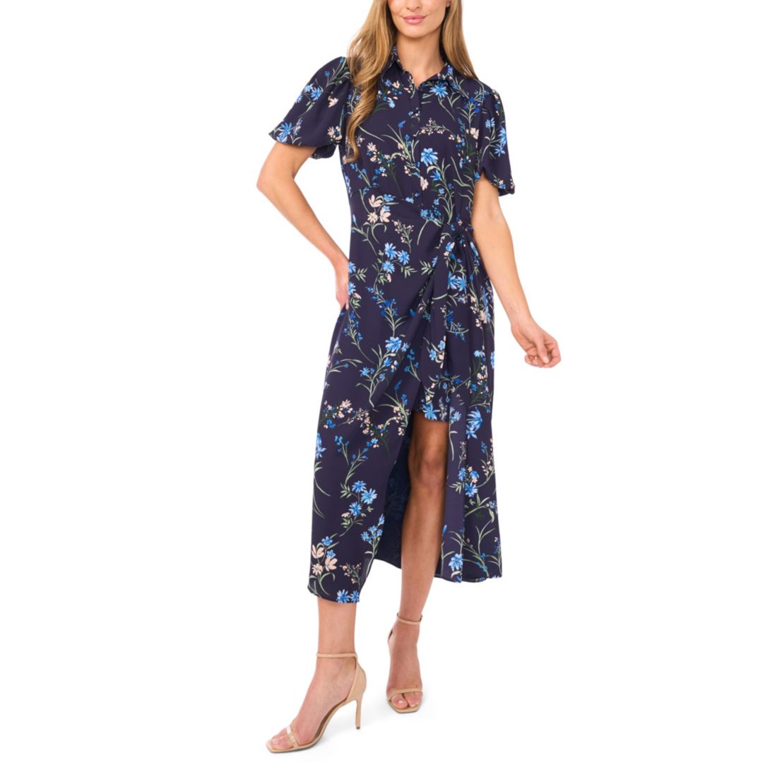 Cece Women's Button-Front Midi Shirt Dress