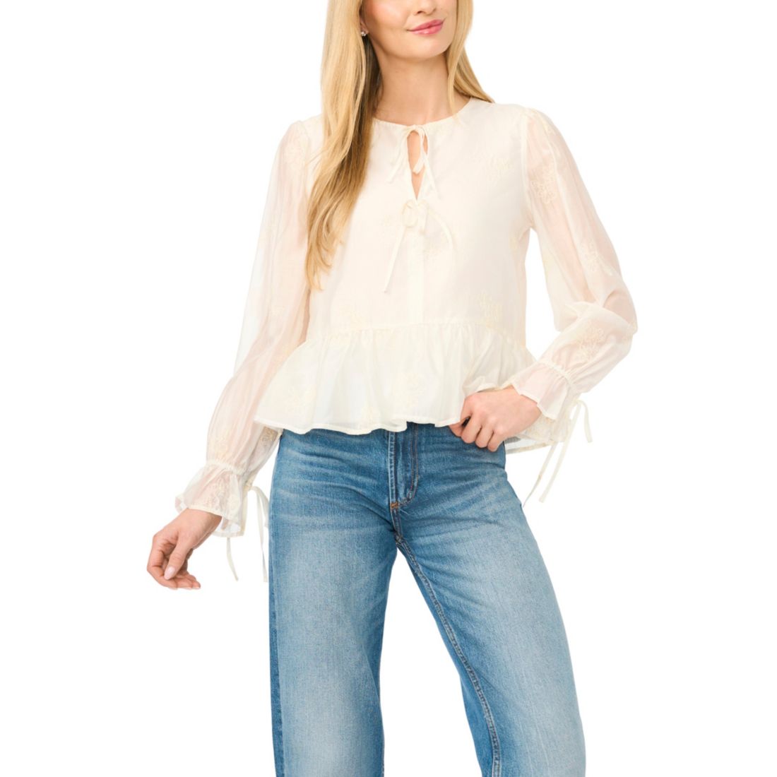 Cece Women's Ruffle Sleeves V-Neck Blouse