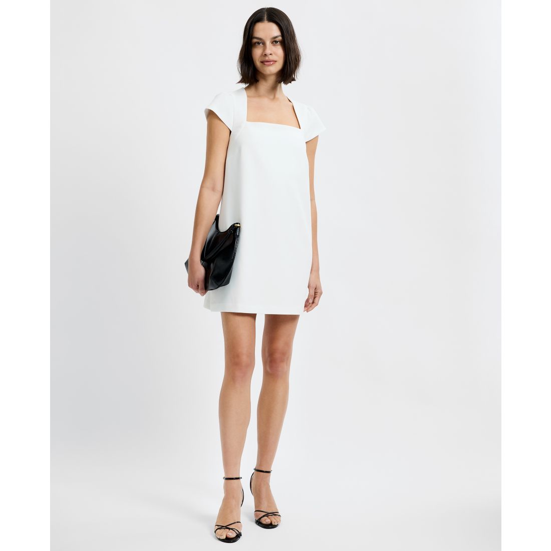 French Connection Women's Square Neck Whisper Cap Sleeve Shift Mini Dress