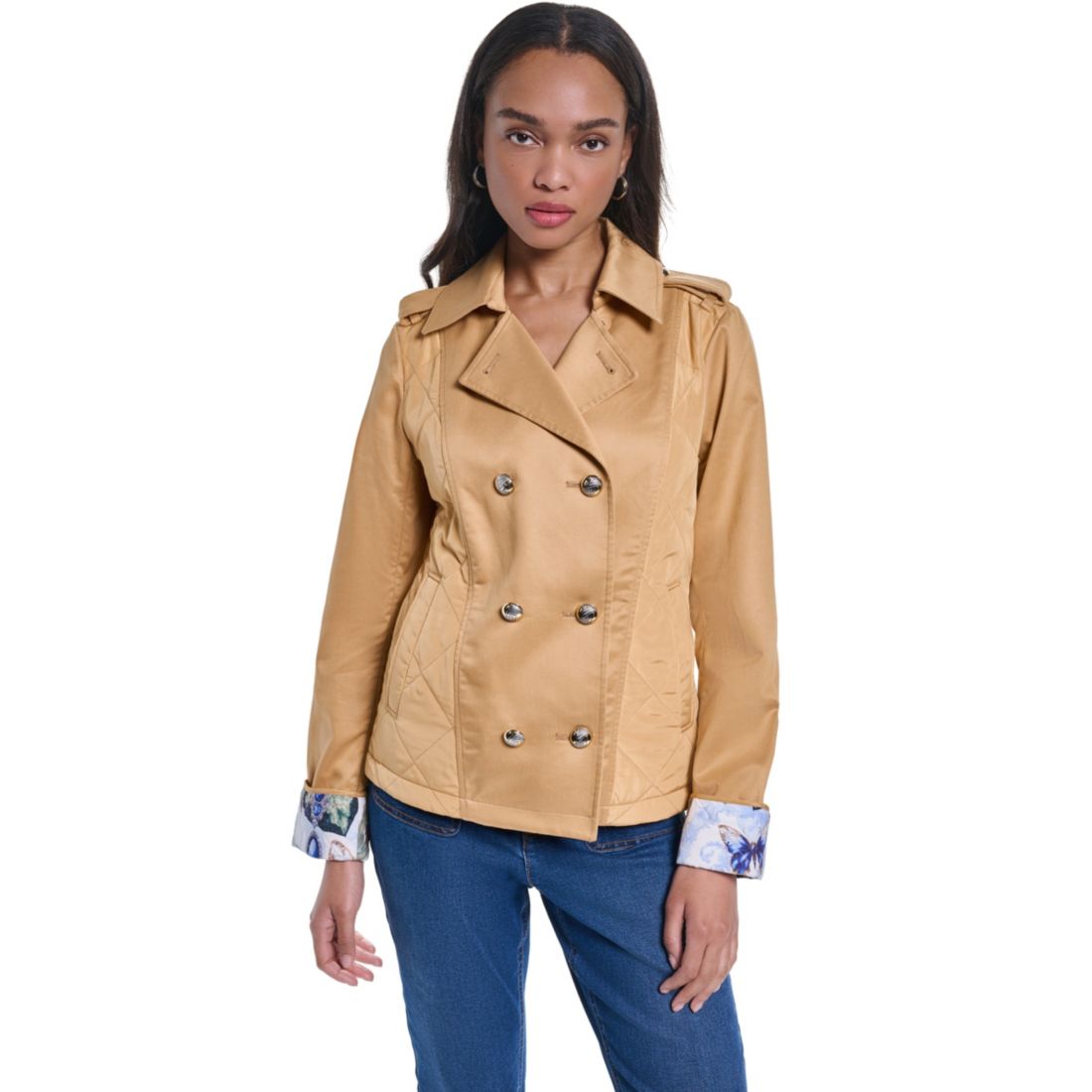 Karl Lagerfeld Paris Women's Cropped Button-Front Jacket