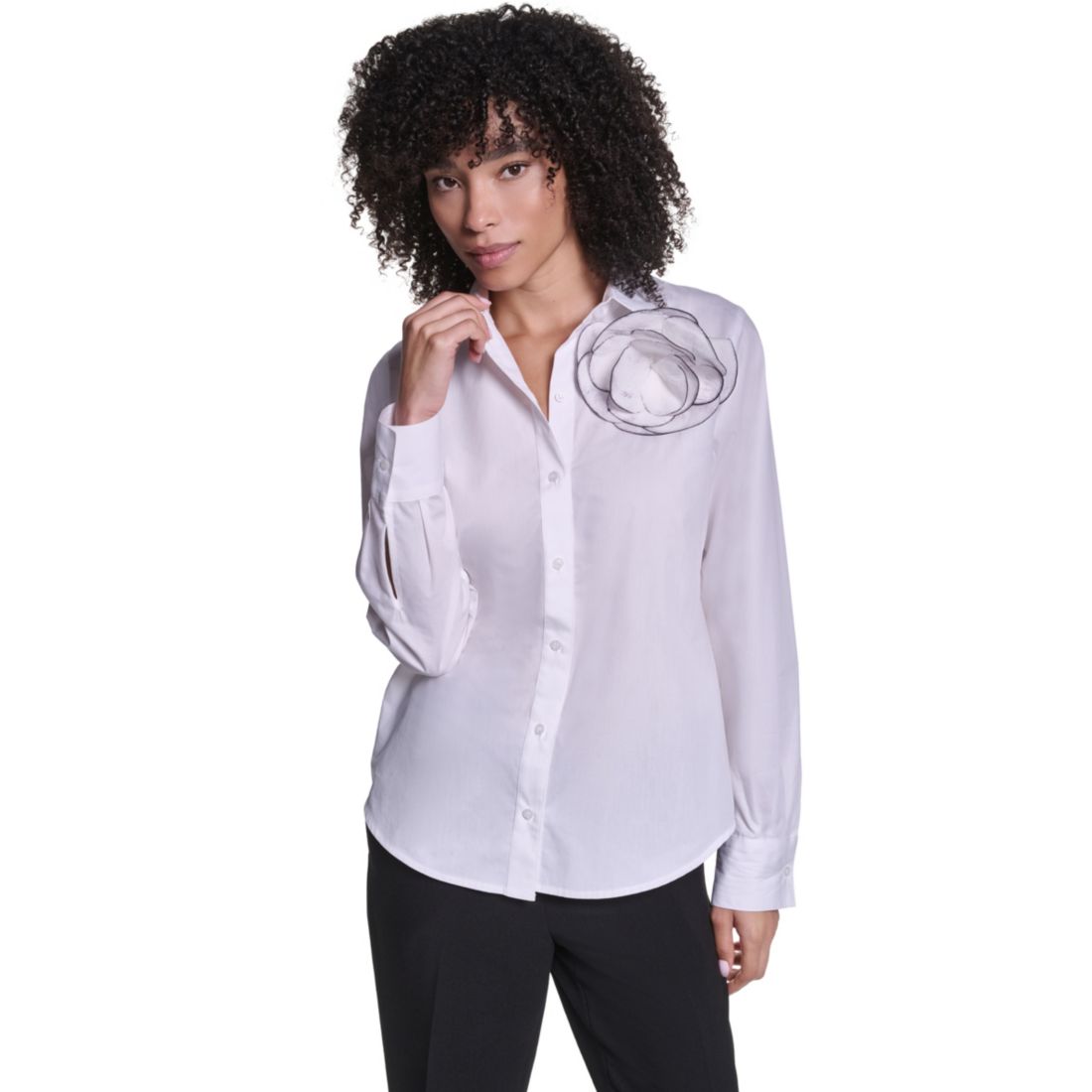 Karl Lagerfeld Paris Women's Collared Button-Front Blouse