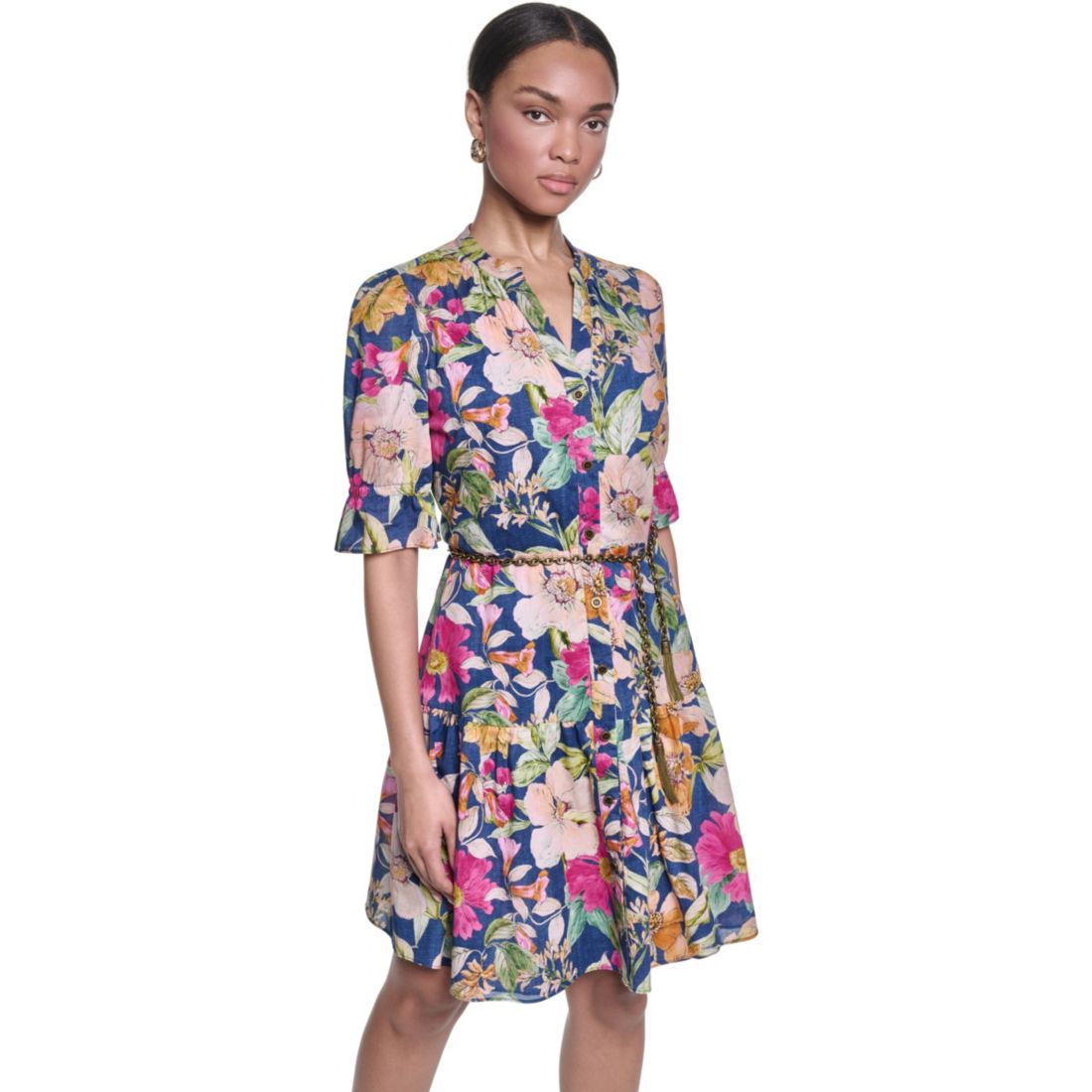 Karl Lagerfeld Paris Petite Collared Button-Down Dress