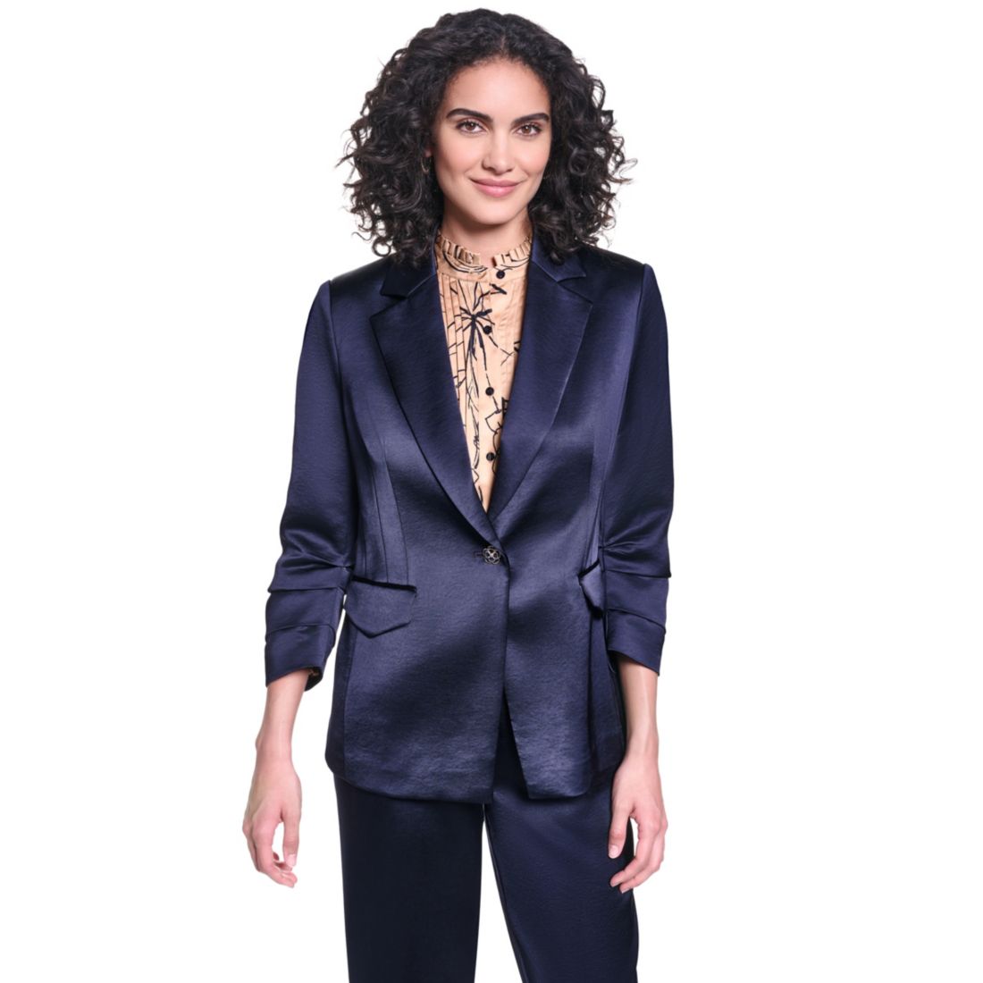 Karl Lagerfeld Paris Women's Collared One-button Jacket