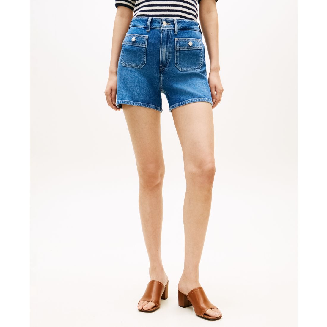 Tommy Hilfiger Women's White Denim Patch Pocket Shorts