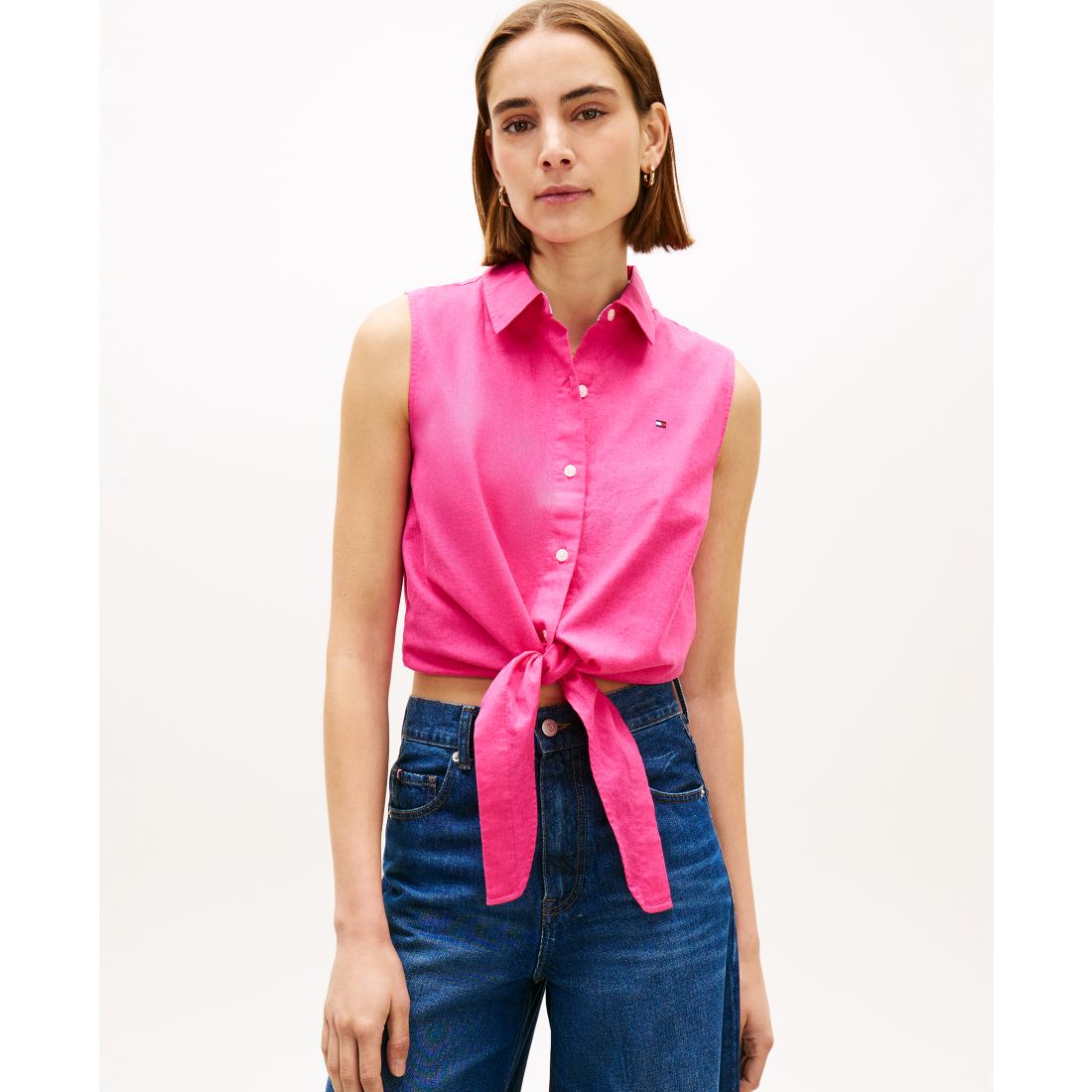 Tommy Hilfiger Women's Knotted Collared Top