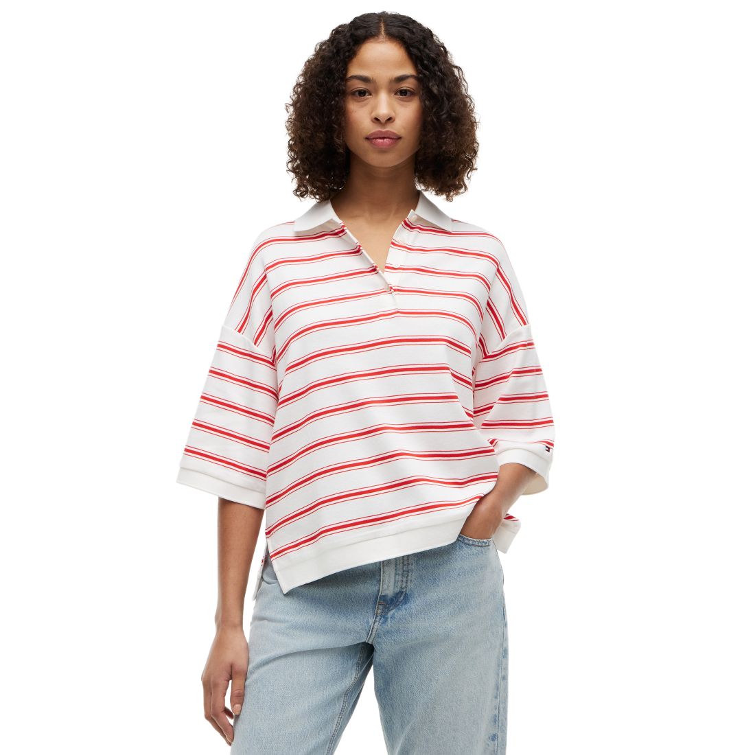 Tommy Hilfiger Women's Multi-Stripe Oversized Polo Shirt