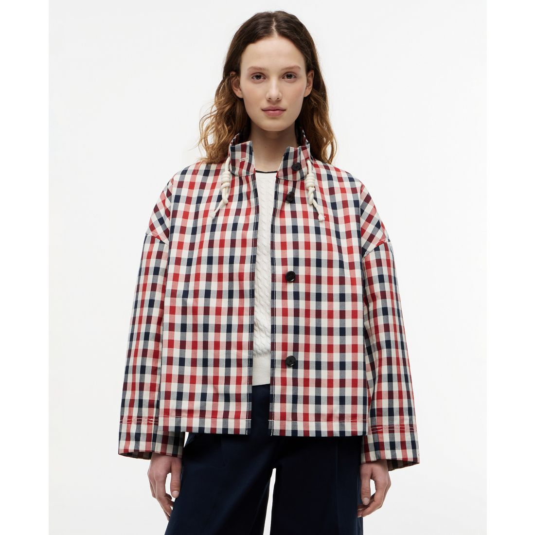 Tommy Hilfiger Women's Cotton-Blend Checked Parka Jacket