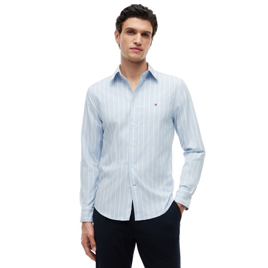 Tommy Hilfiger Men's Performance Poplin Stripe Shirt