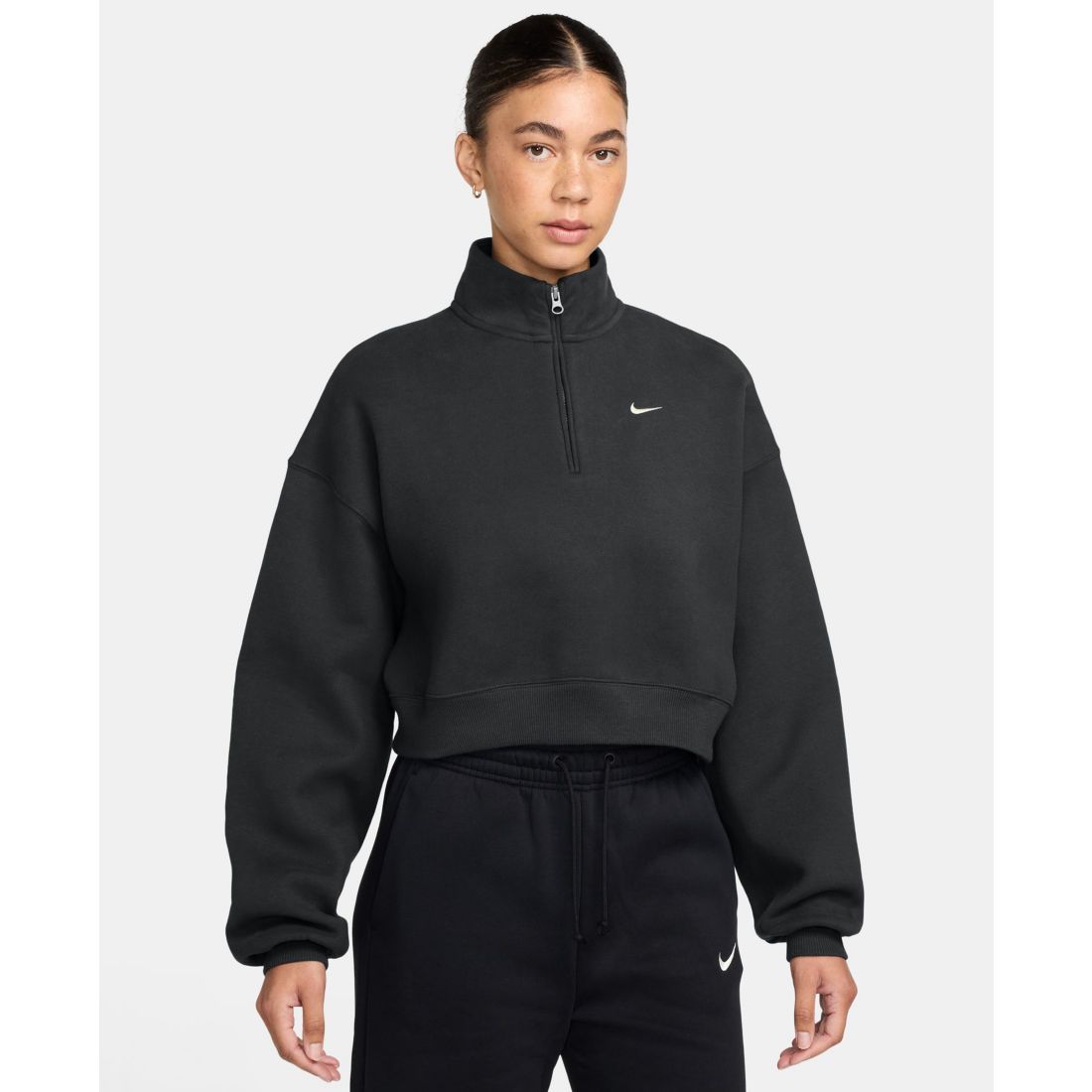 Nike Studio Fleece Women's Oversized 1/4-Zip Cropped Top