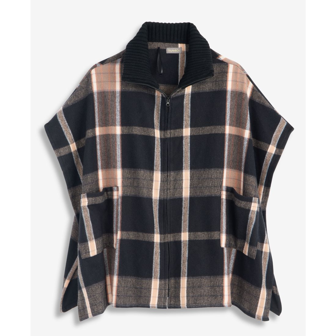 Style & Co Women's Multi-Colored Plaid Feather-Soft Topper, Macy's Exclusive