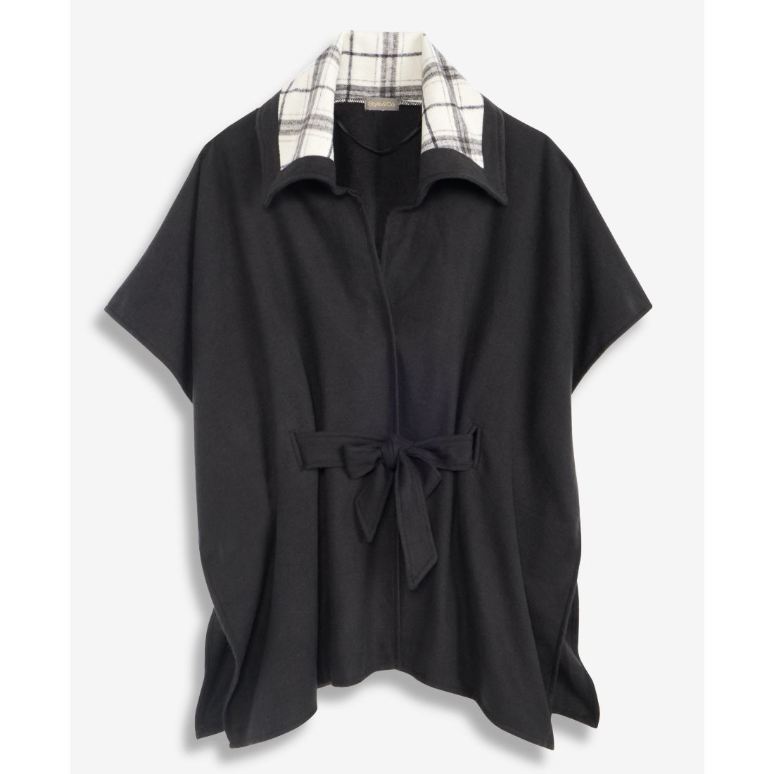 Style & Co Women's Oversized-Collar Belted Topper, Macy's Exclusive