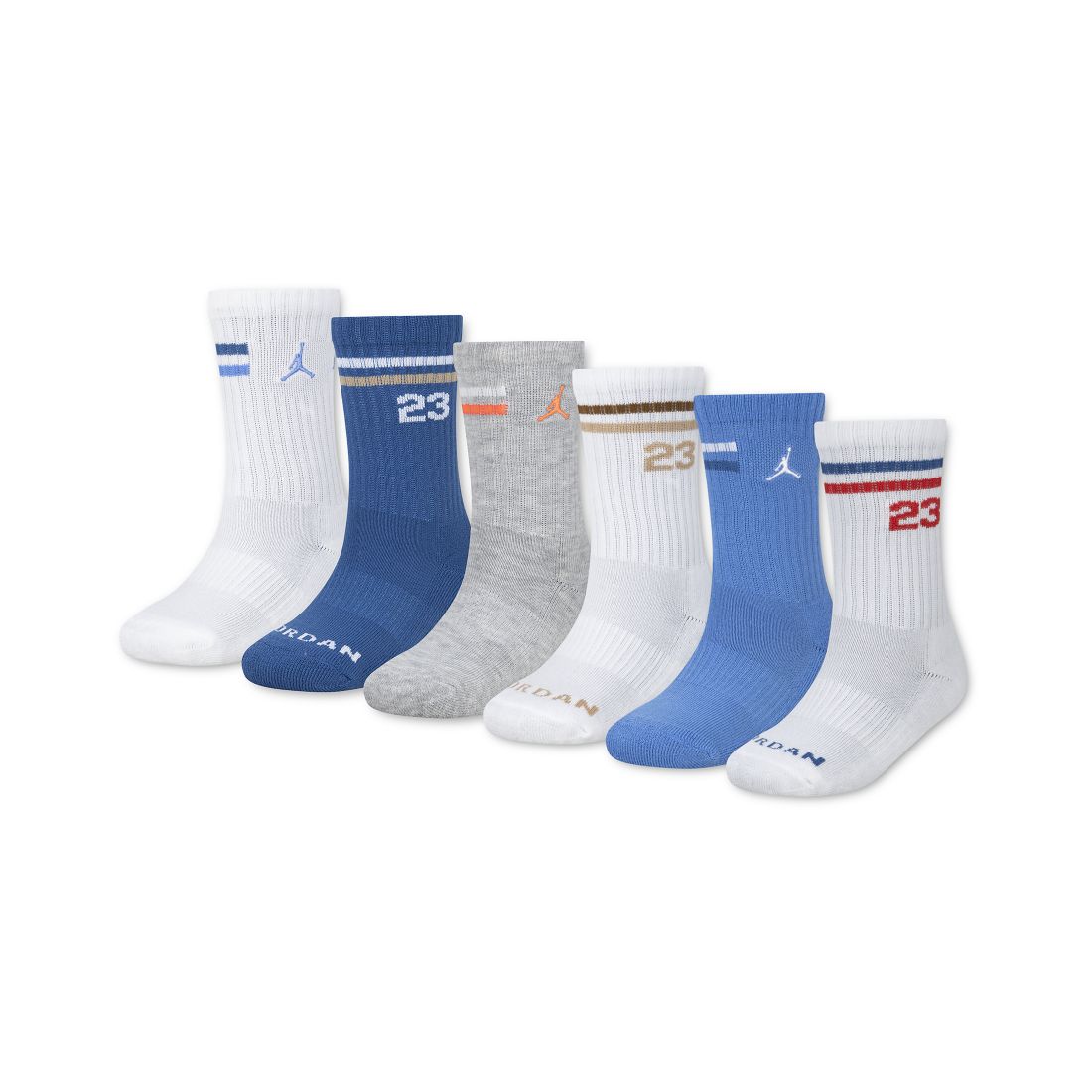 Jordan Boys' 7-11 Icon Stripe Crew Socks, 6-Pack