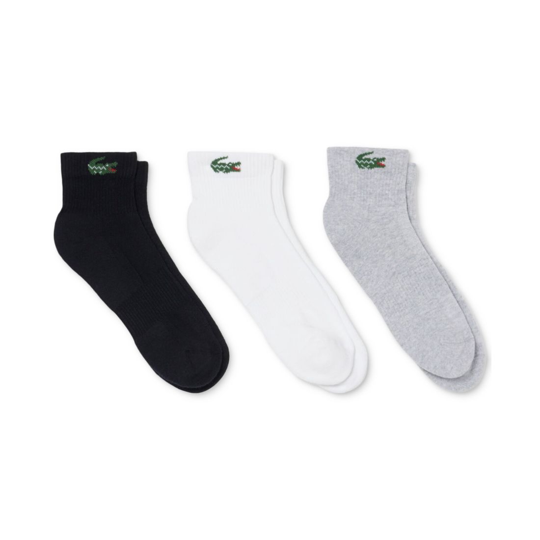 Lacoste Men's Ribbed-Cuff Ankle Socks, 3-Pack