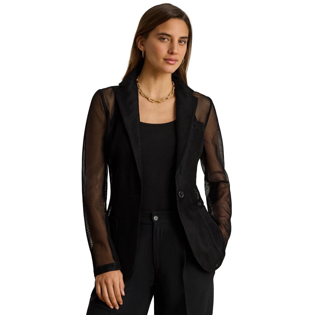 Lauren Ralph Lauren Women's Mesh Single-Button Blazer