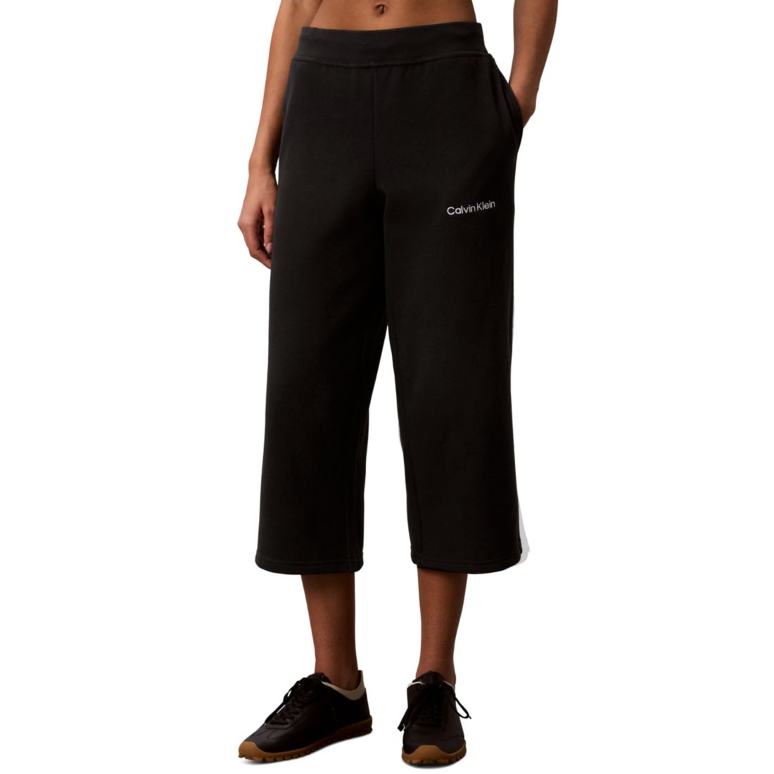Calvin Klein Performance Women's Brushed Cropped Wide-Leg Sweatpants