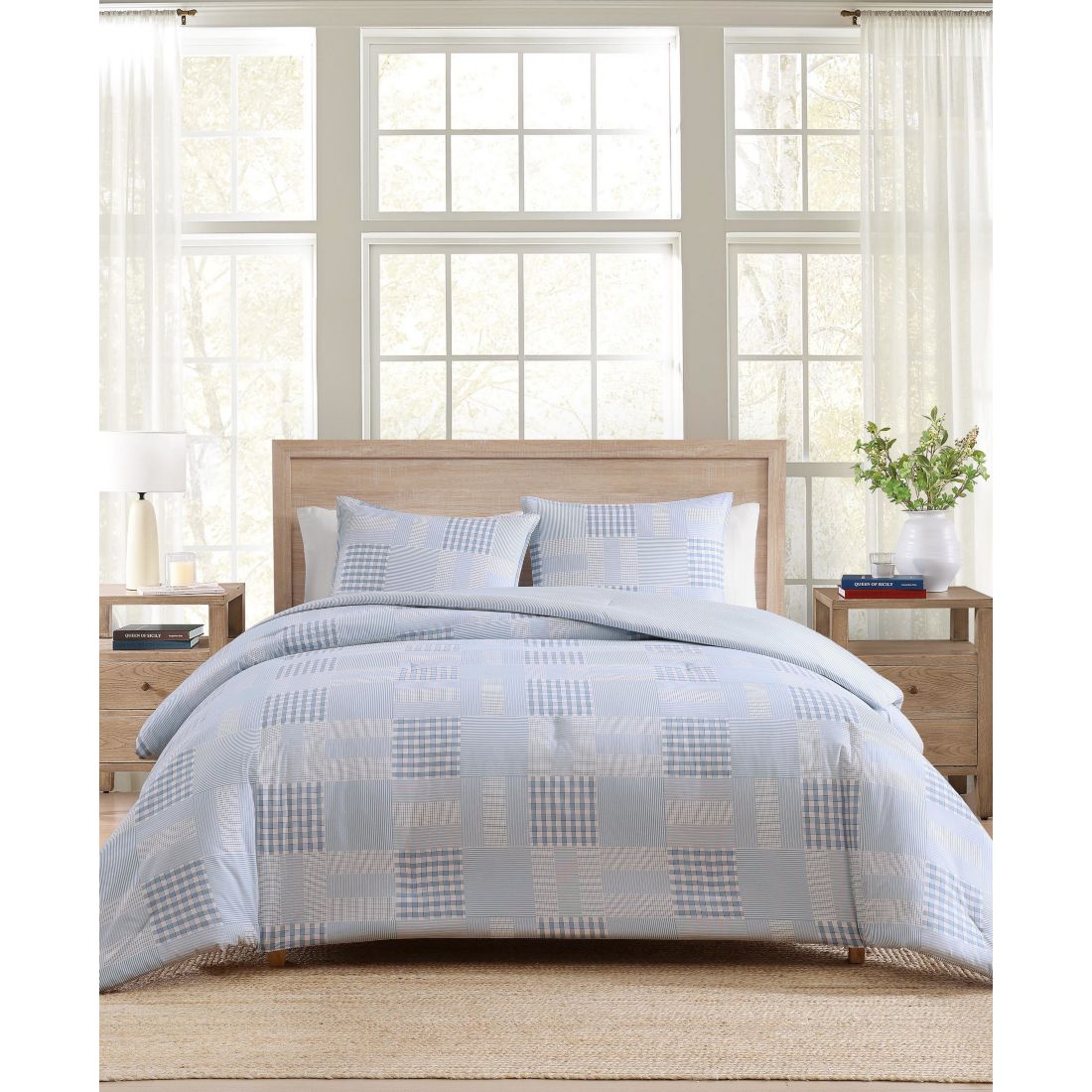 Tommy Hilfiger Hamptons Patchwork Cotton 3-Pc. Comforter Set, King - White, Blue Feather
