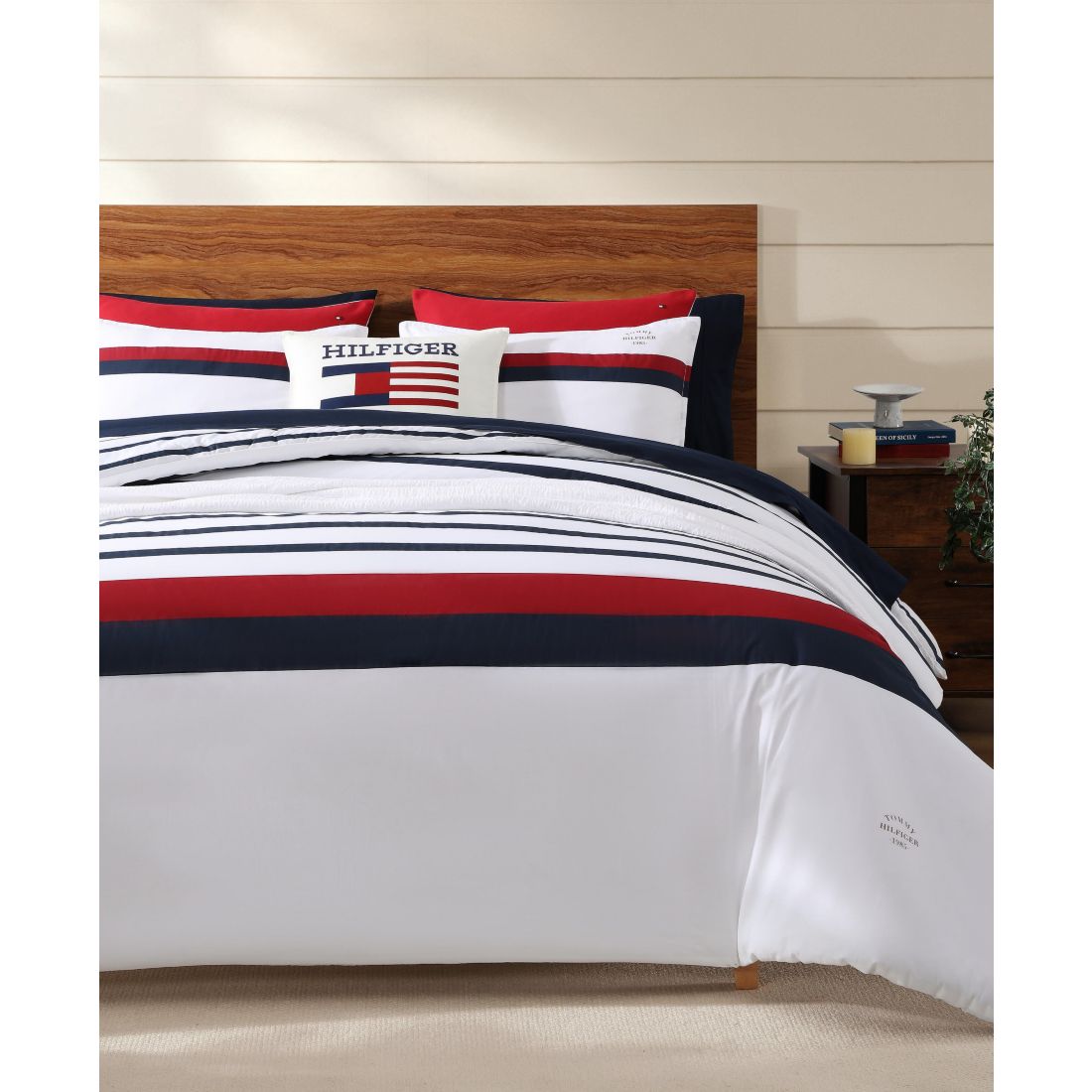 Tommy Hilfiger Classic Stripe 3-Pc. Comforter Set, King - Blue, Red, White