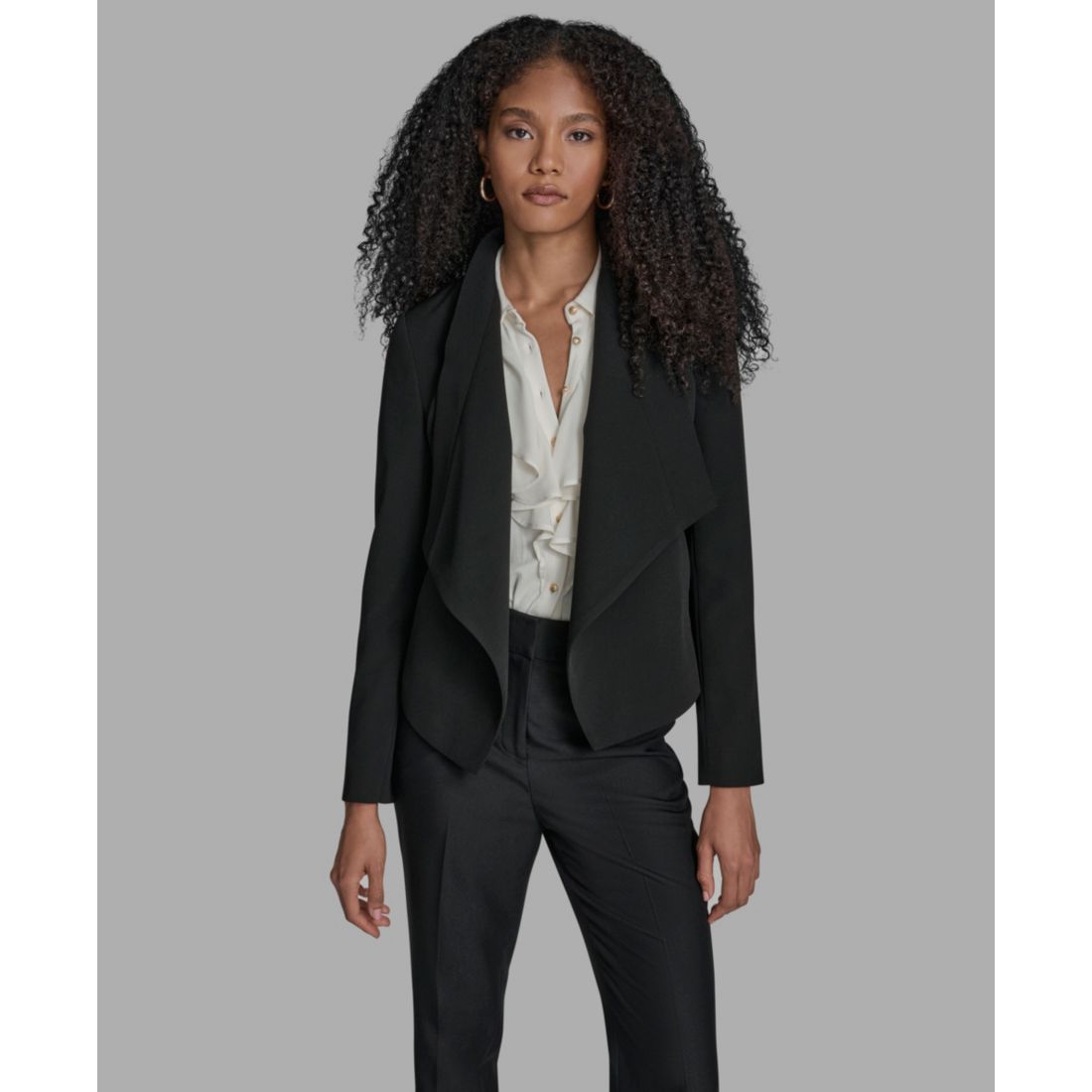 Bcbg Women's Padded Shoulder Open Front Jacket