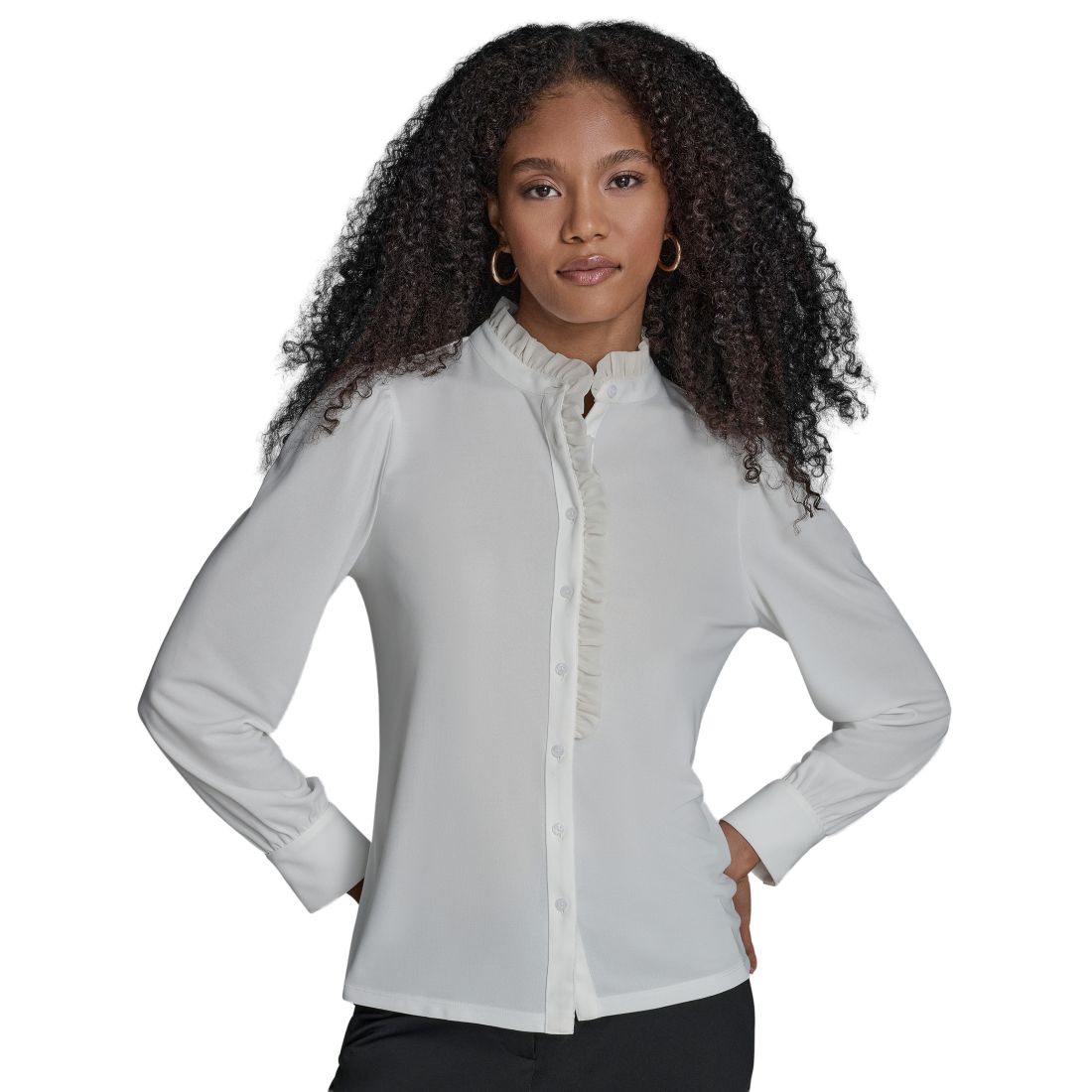 Bcbg Long Sleeve Ruffle Blouse
