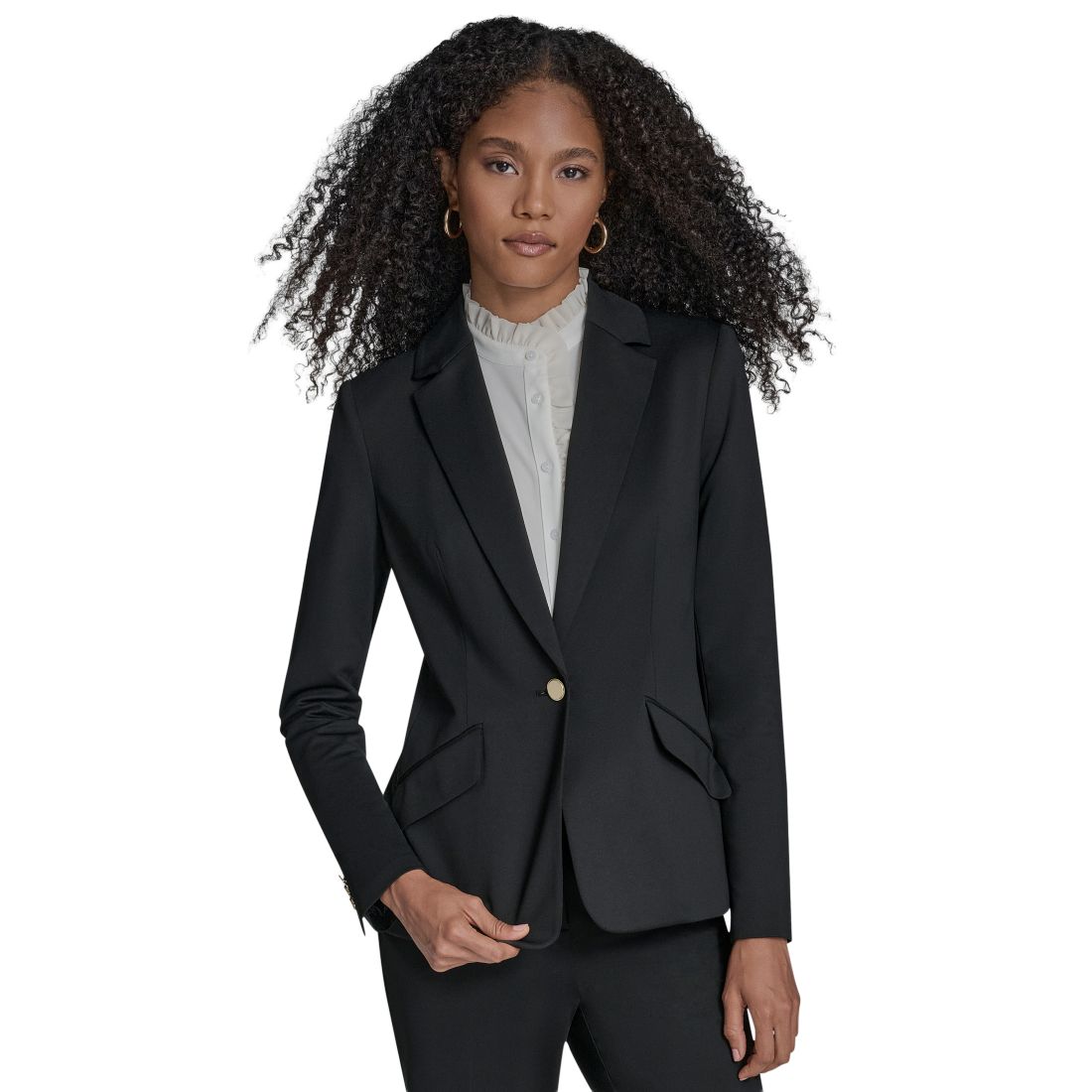 Bcbg Women's Padded Shoulder One Button Jacket