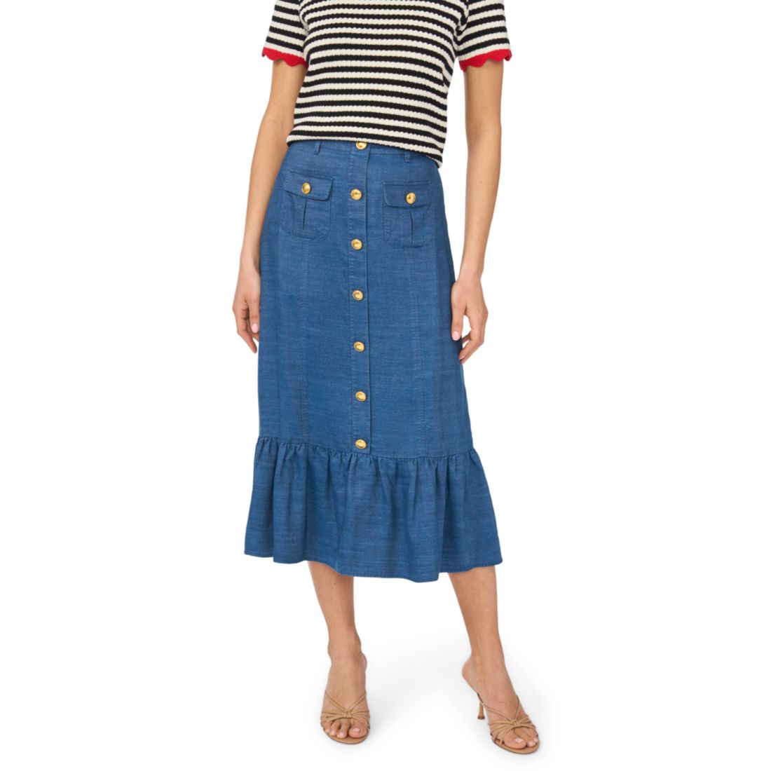 Cece Women's Button-Down Denim Midi Skirt