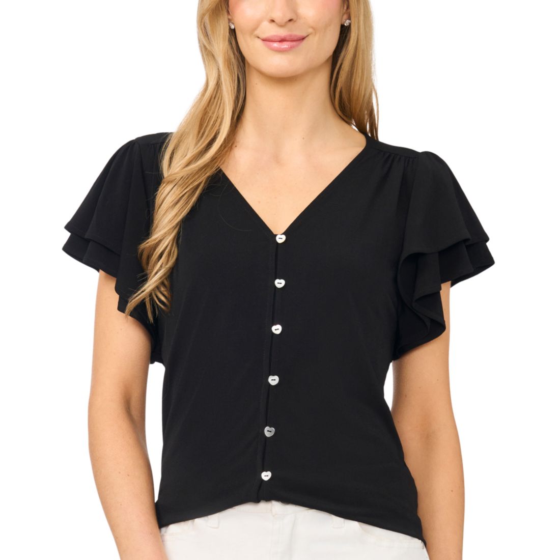 Cece Women's Flutter-Sleeve V-Neck Blouse