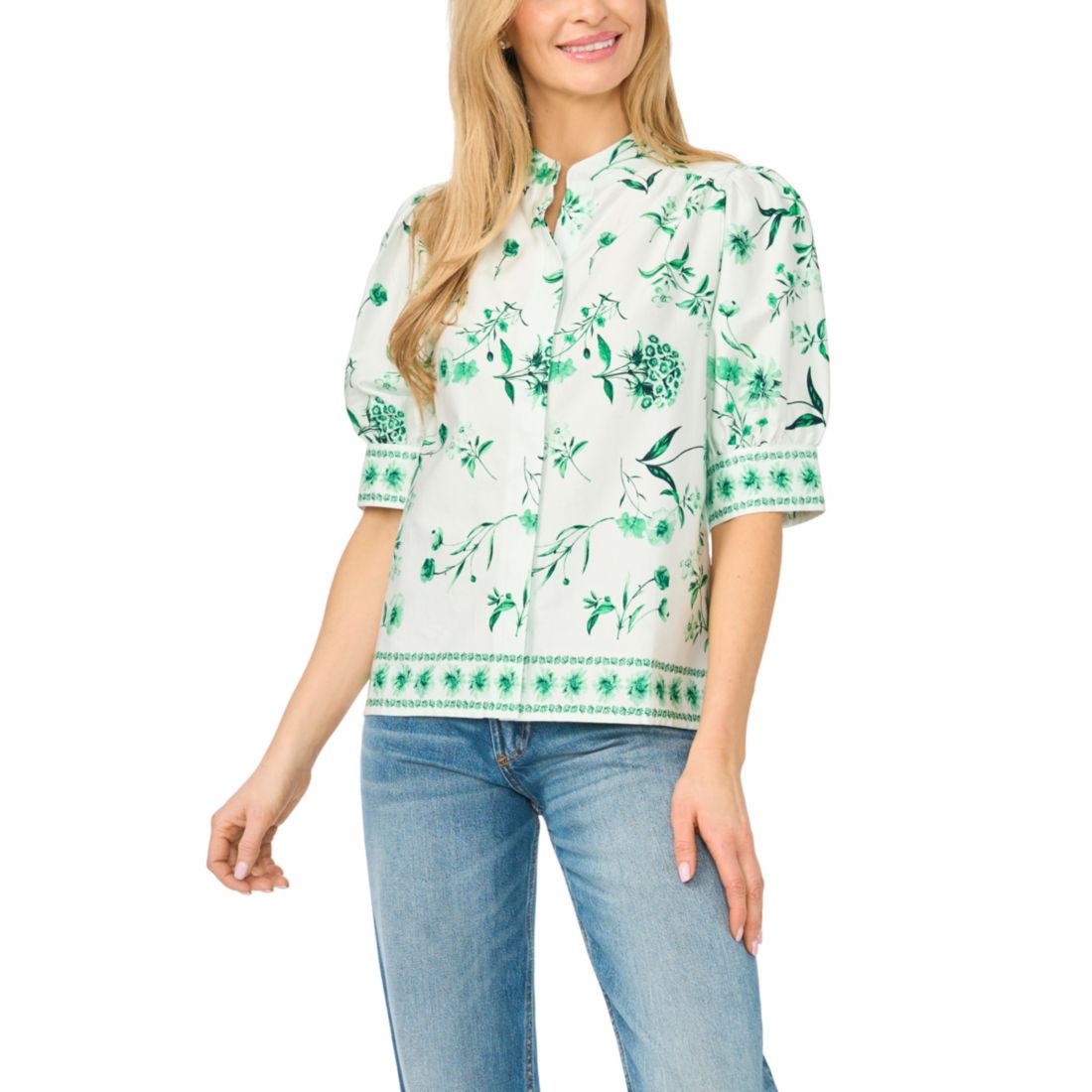 Cece Women's Short-Sleeve Collared Button-Up Shirt