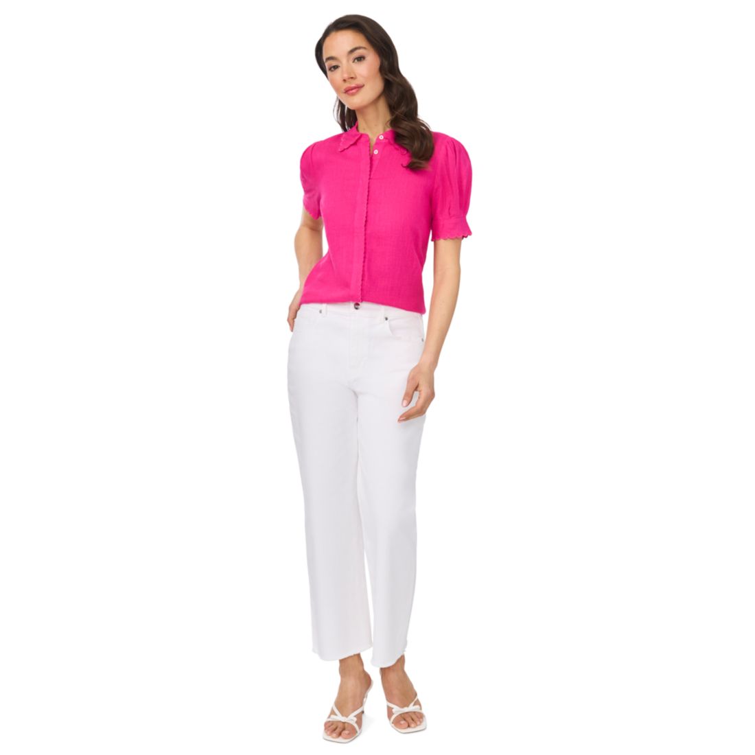 Cece Women's Short-Sleeve Collared Button Up Shirt