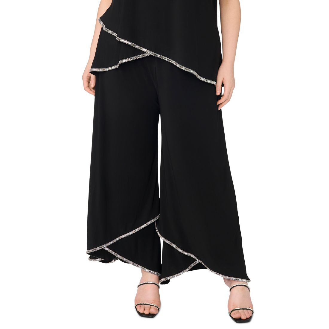 Msk Plus Size Tulip Hem Rhinestone Detailed Pull-On Pants