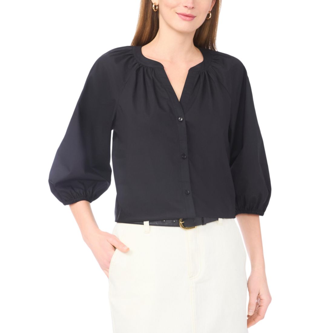 Vince Camuto Women's Raglan-Sleeve Button-Down Blouse