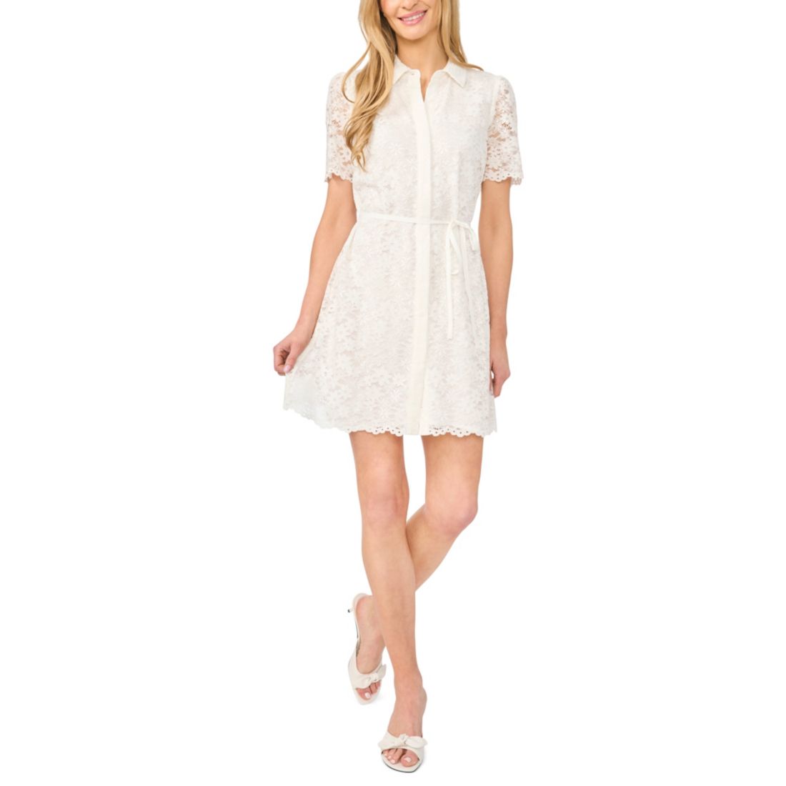 Cece Women's Short-Sleeve Collared Belted Dress