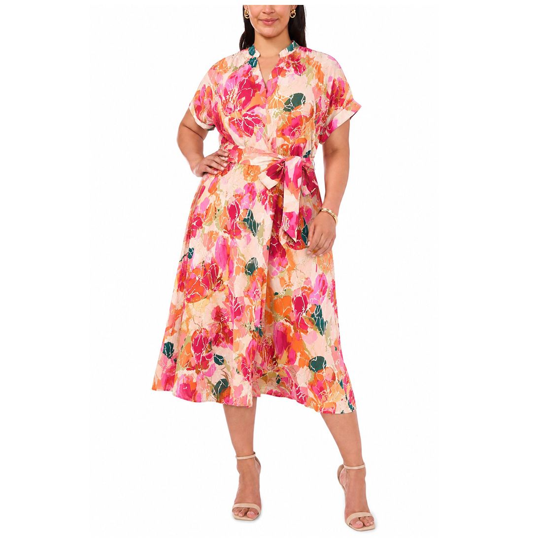 Msk Plus Size Split Crewneck Midi Dress