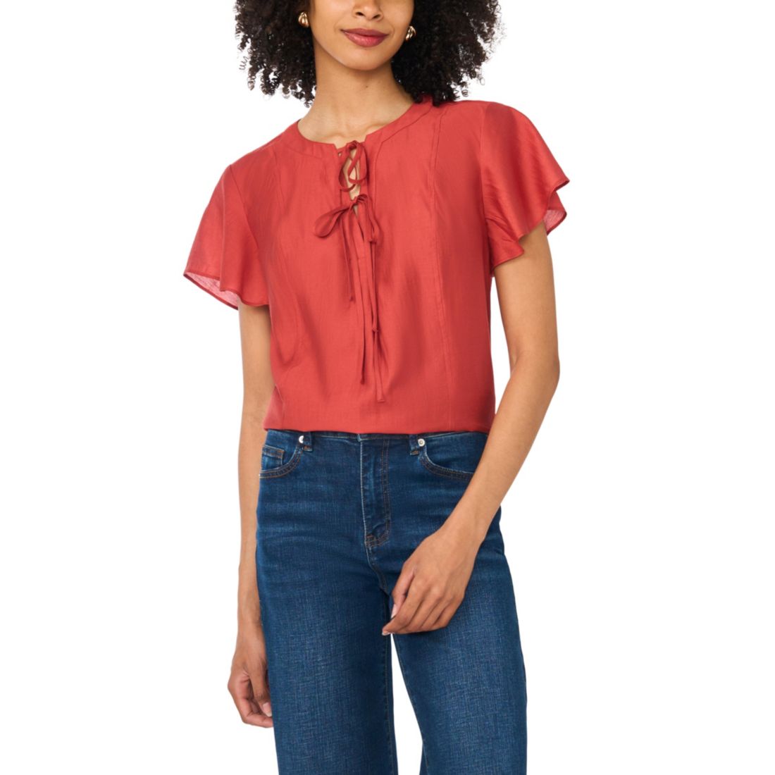 Vince Camuto Women's Tie-Front Flutter-Sleeve Raglan Blouse