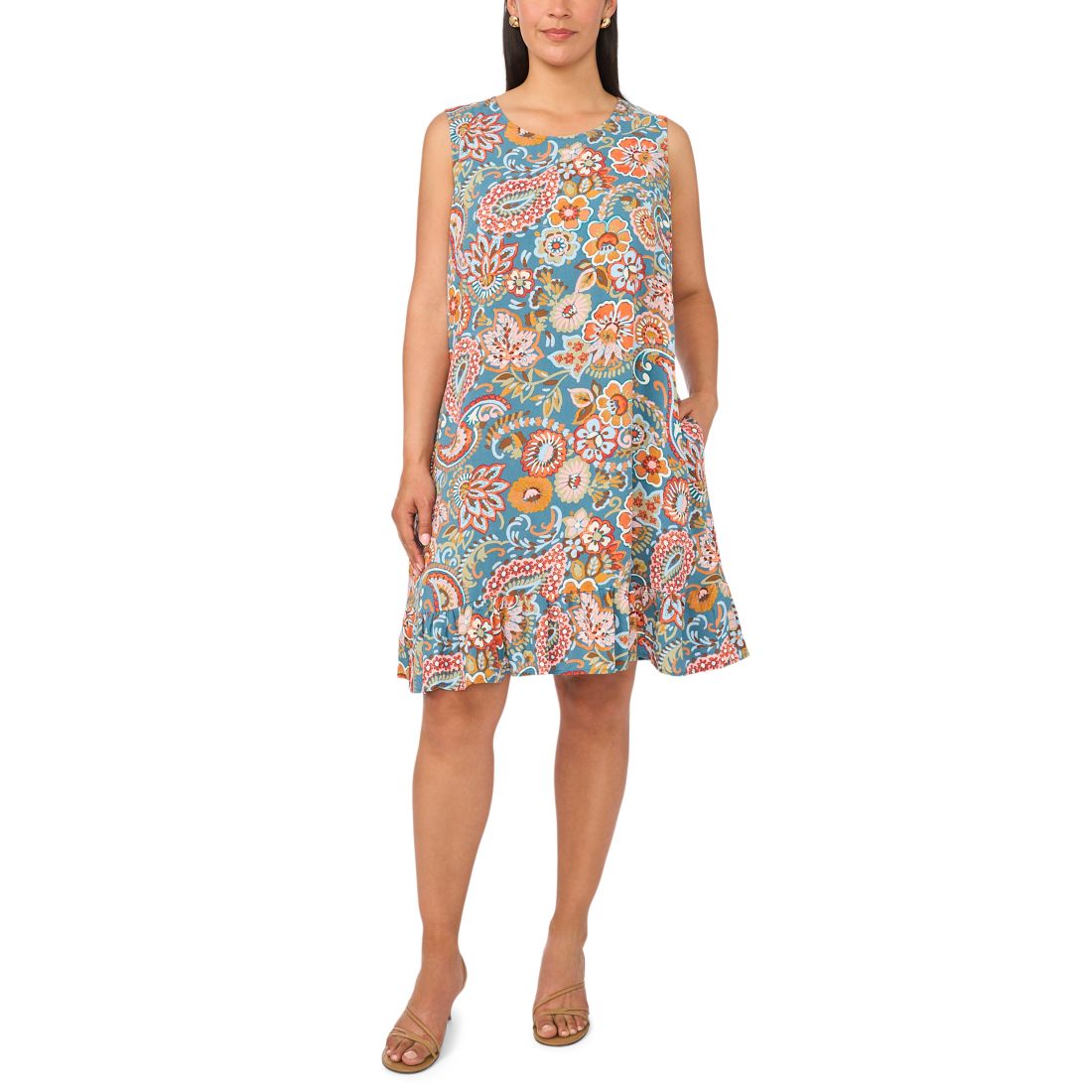 Msk Plus Size Crewneck Sleeveless Shift Dress