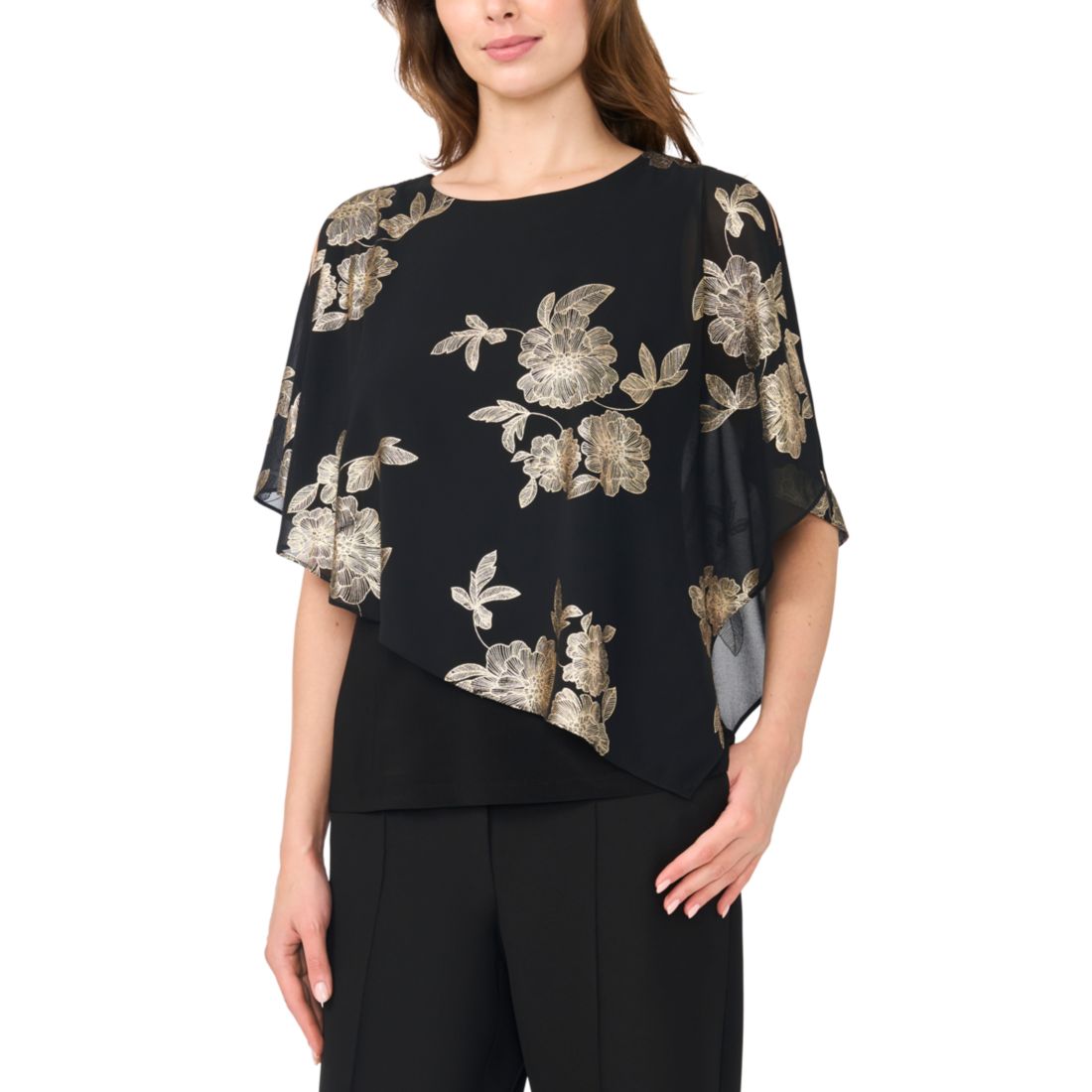 Msk Women's Foil Cape Crewneck Top