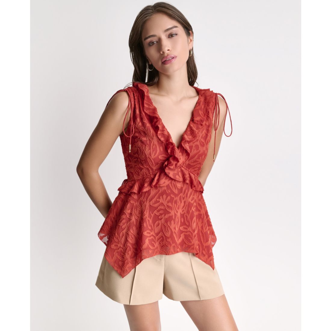 Bcbg Women's Deep V-Neck Slim-Fit Top