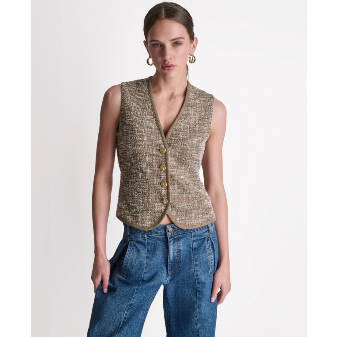 Bcbg Women's V-Neck Button-Front Vest