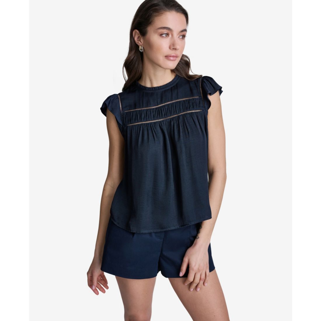 Bcbg Women's Flutter-Sleeve Crewneck Blouse