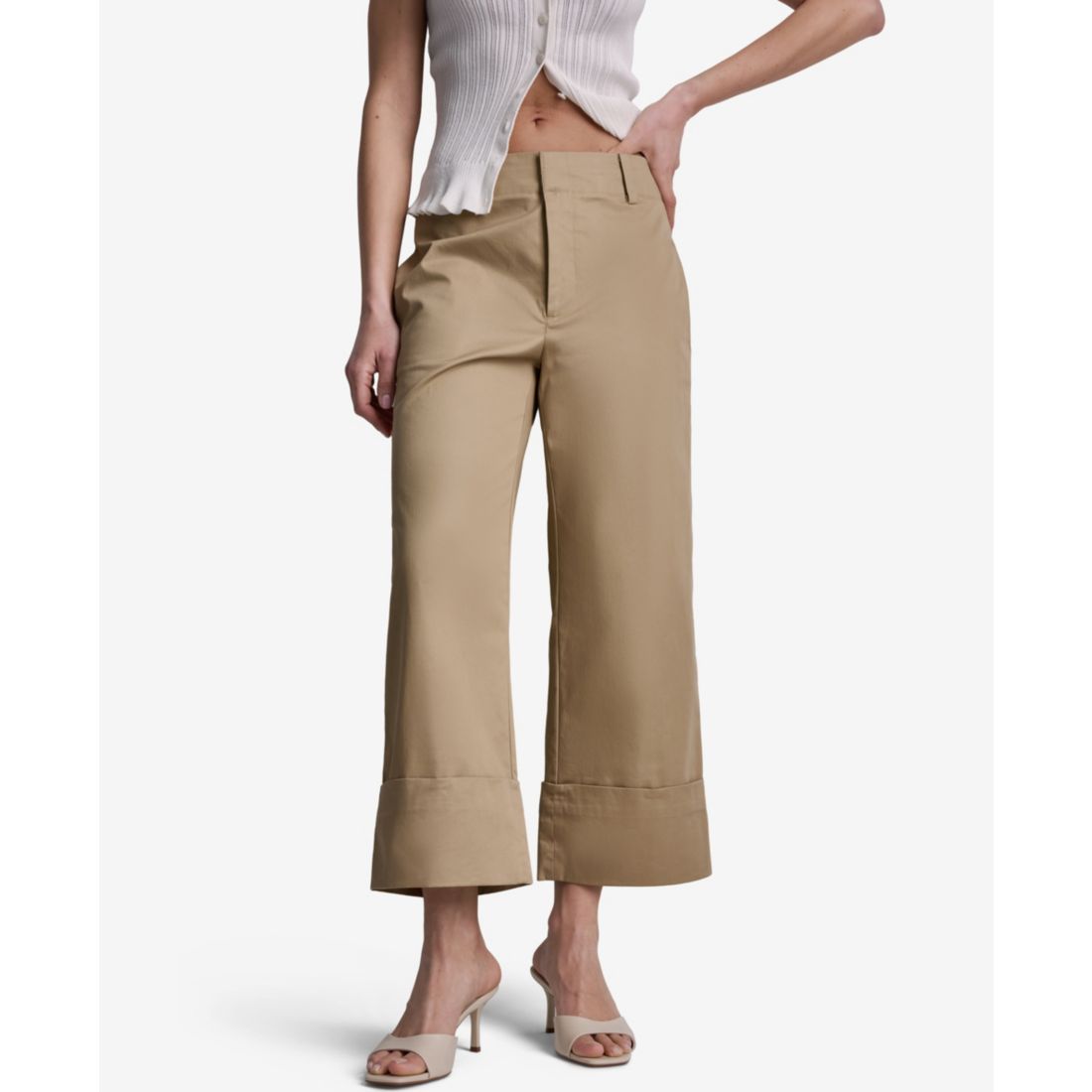 Bcbg Women's Cuffed Wide-Leg Cropped Pants