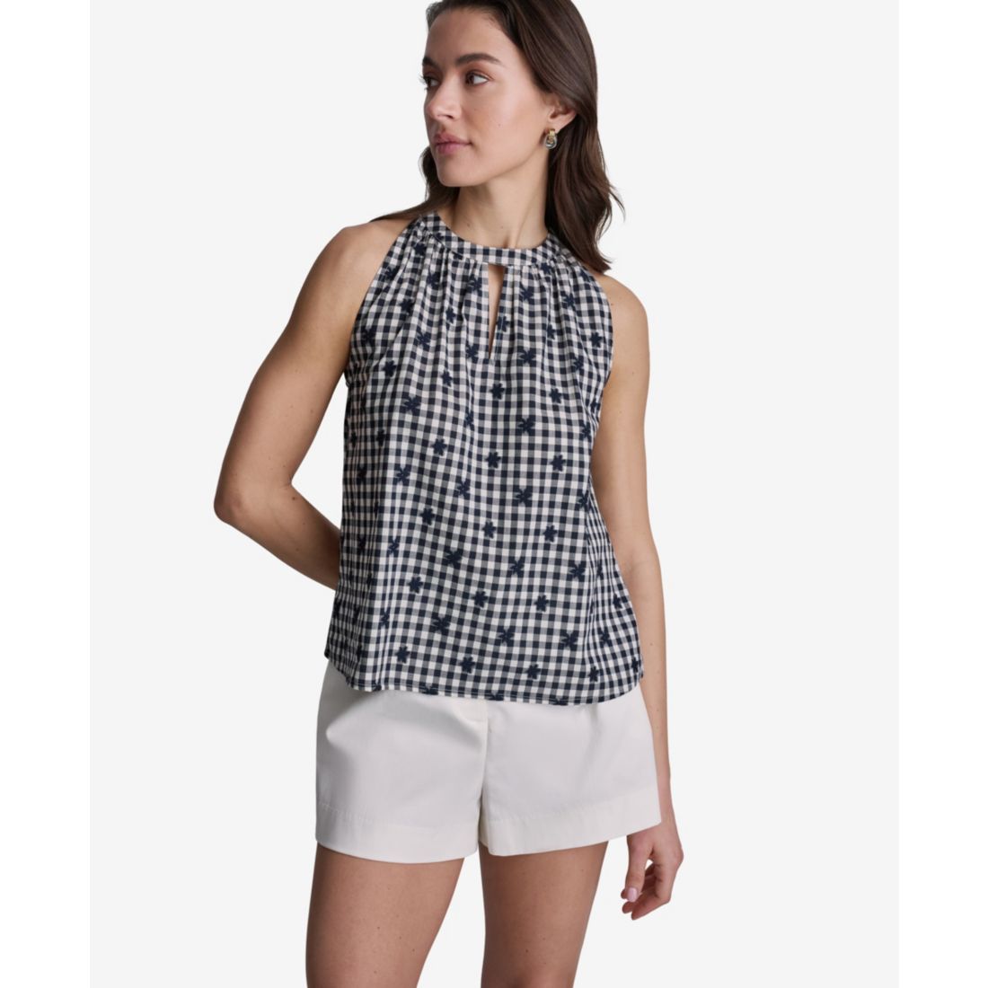 Bcbg Women's Gingham Halter Neck Sleeveless Top